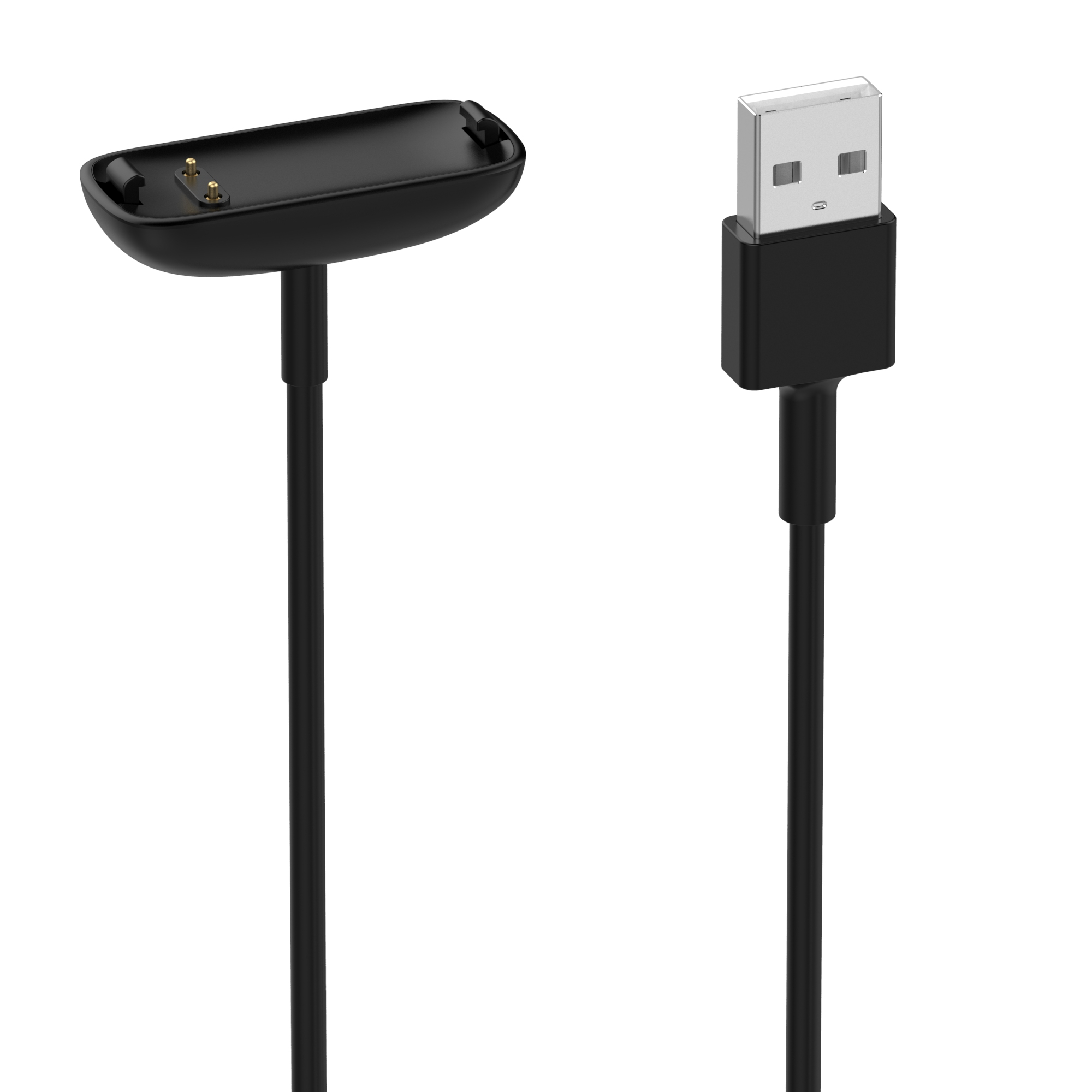 Ein schwarzes Ladekabel mit USB-Ende und Telefonladeende.