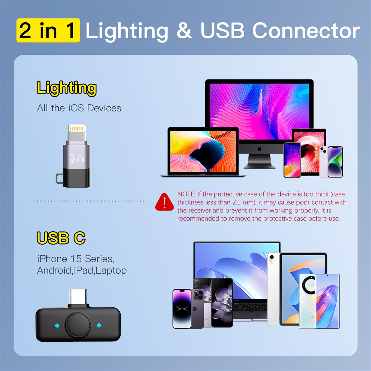 Diagramm, das einen Lightning- und USB-Anschluss mit verschiedenen Geräten wie Telefonen, Laptops und Tablets zeigt.