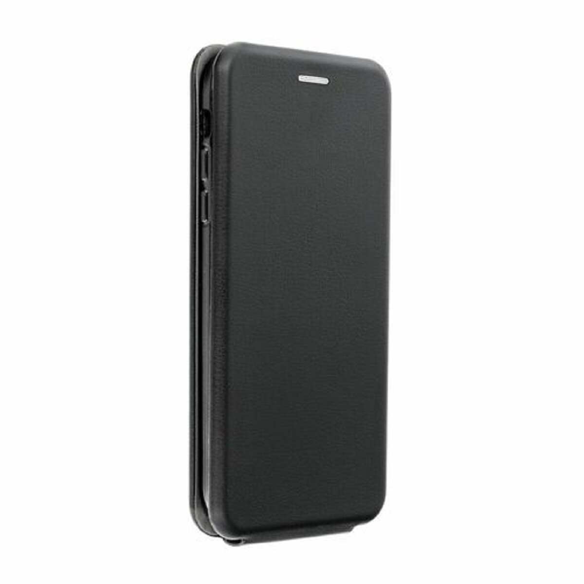 Eine schwarze Telefonhülle. Sie ist geschlossen und hat eine glatte Oberfläche. Ein kleines Loch ist sichtbar.