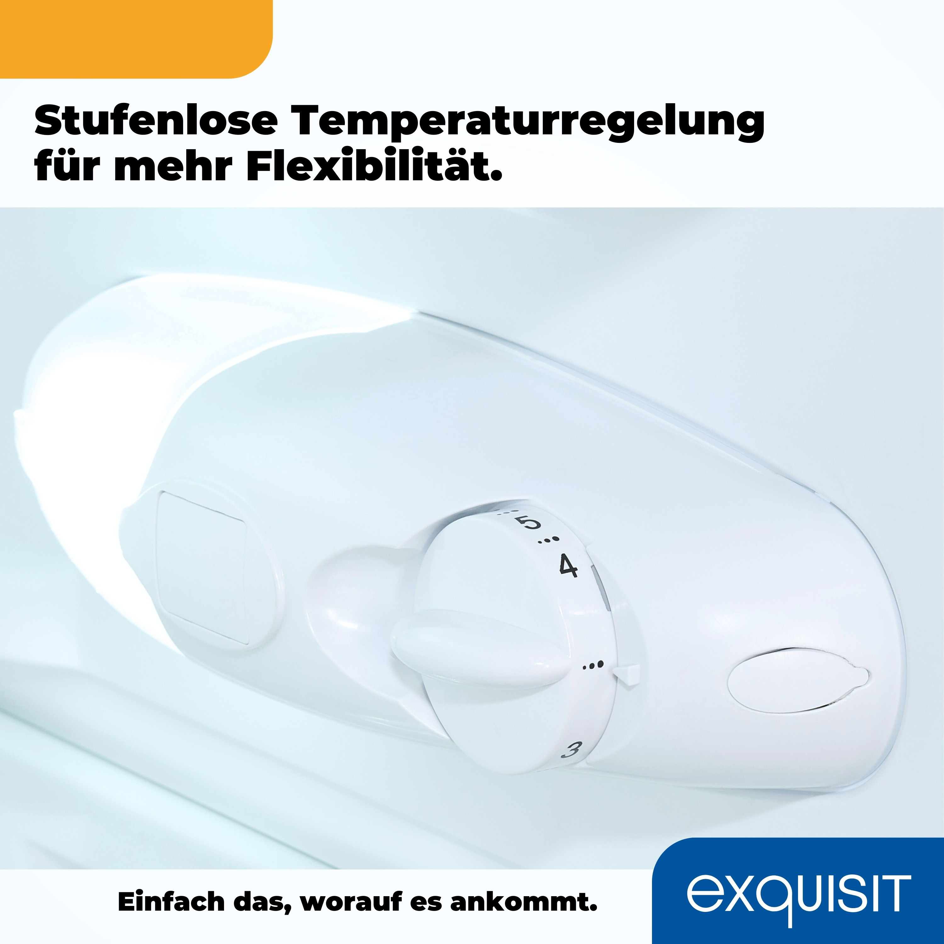 Weißes Kühlschrank-Bedienfeld mit einem Drehknopf. Das Panel verfügt über einen Temperaturregelknopf.