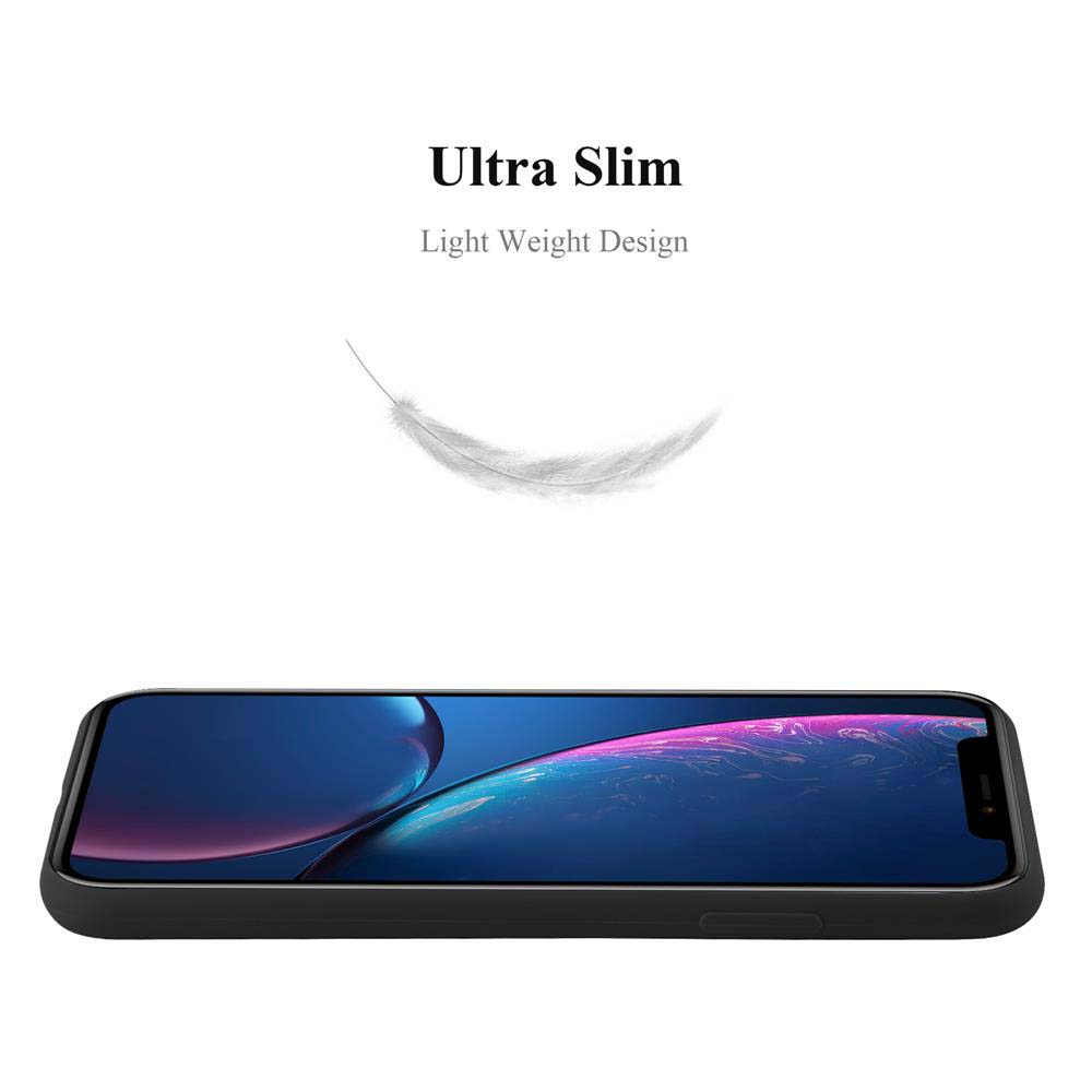 Schwarzes Telefon mit schwarzem Gehäuse, Feder darüber, Text 'Ultra Slim - Light Weight Design'.