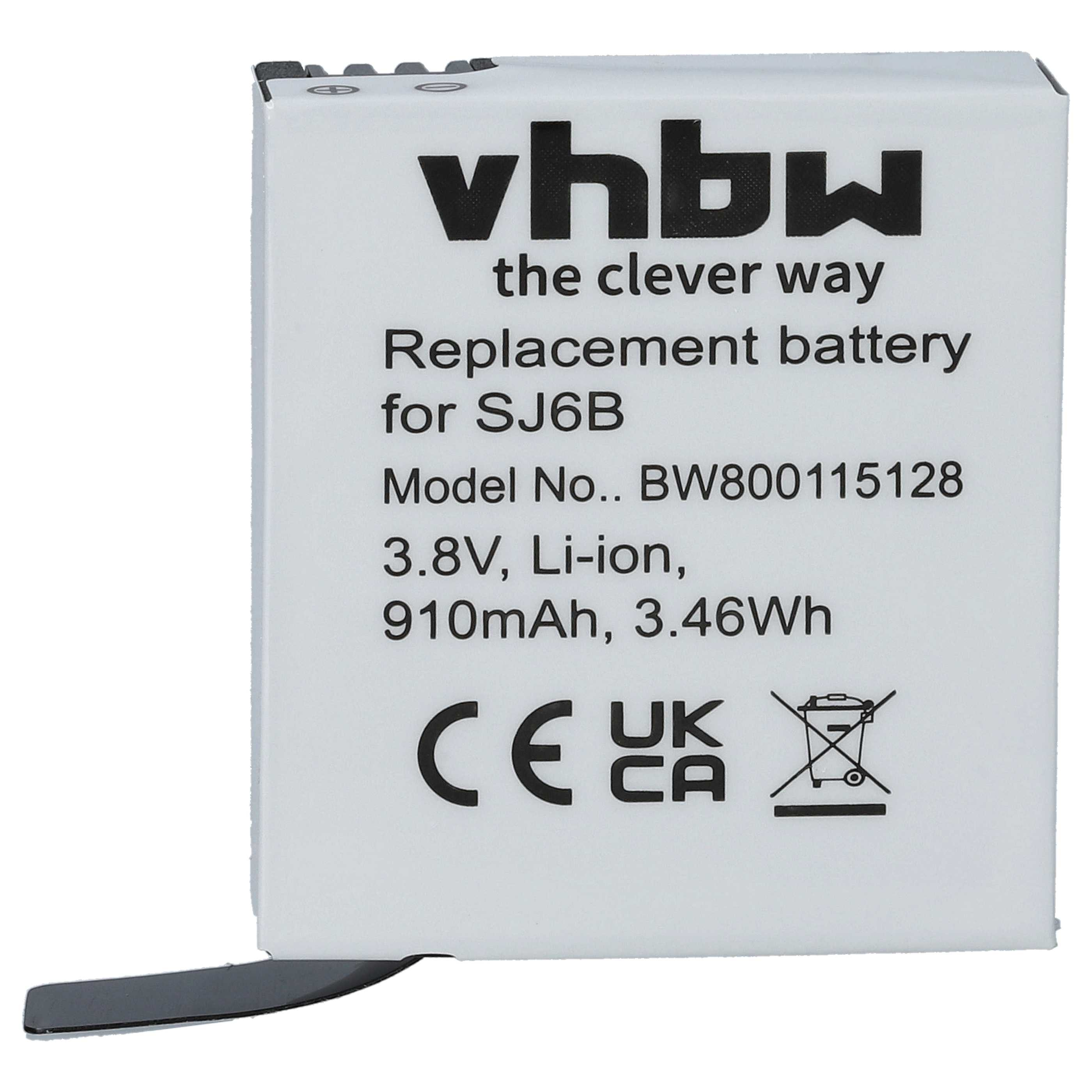 Weiße Batterie mit schwarzem Text: 'vhbw' und Informationen über Spannung und Kapazität.