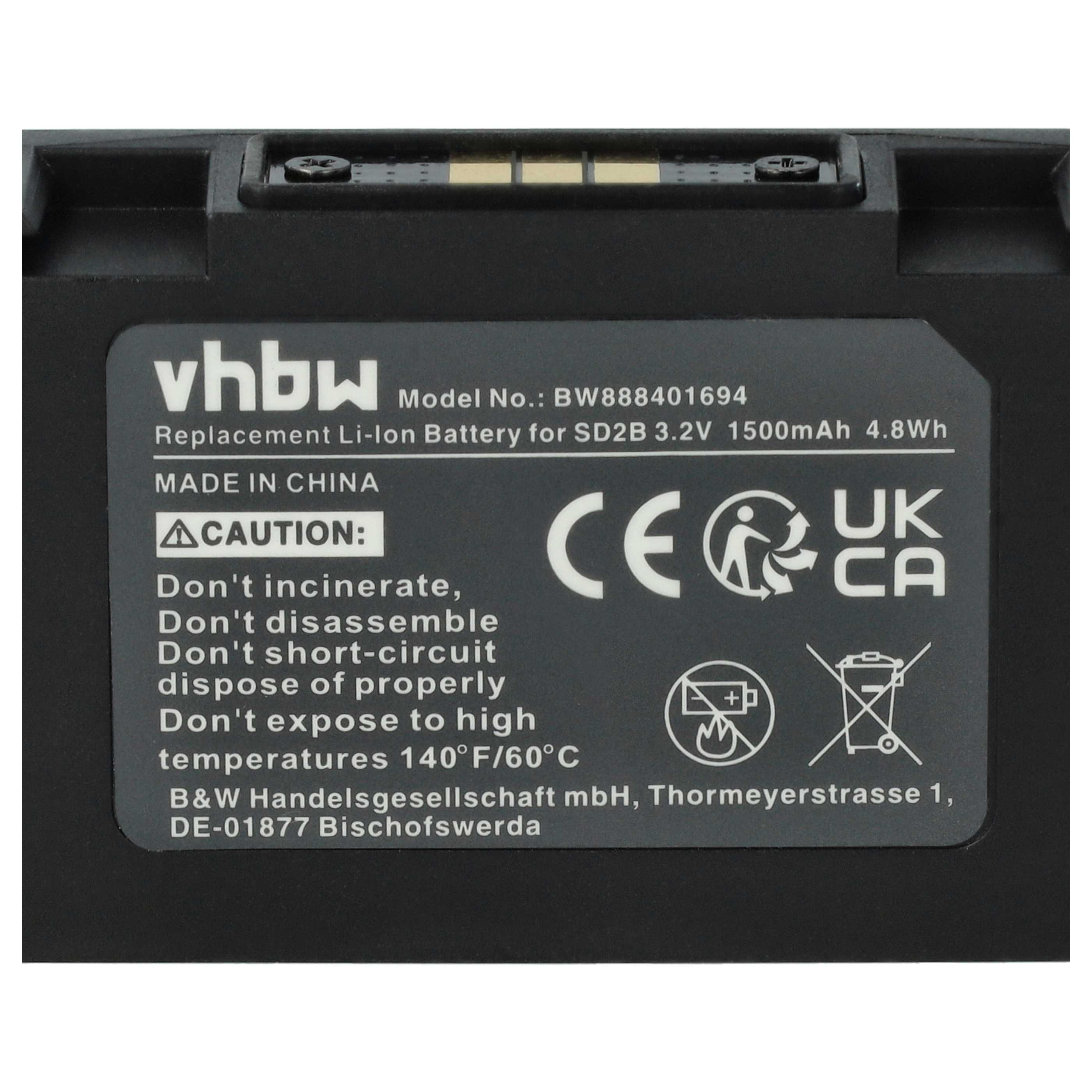 Ein Etikett mit Sicherheitshinweisen für eine Batterie. Es gibt Vorsichtsmaßnahmen an und ist überwiegend schwarz und weiß.