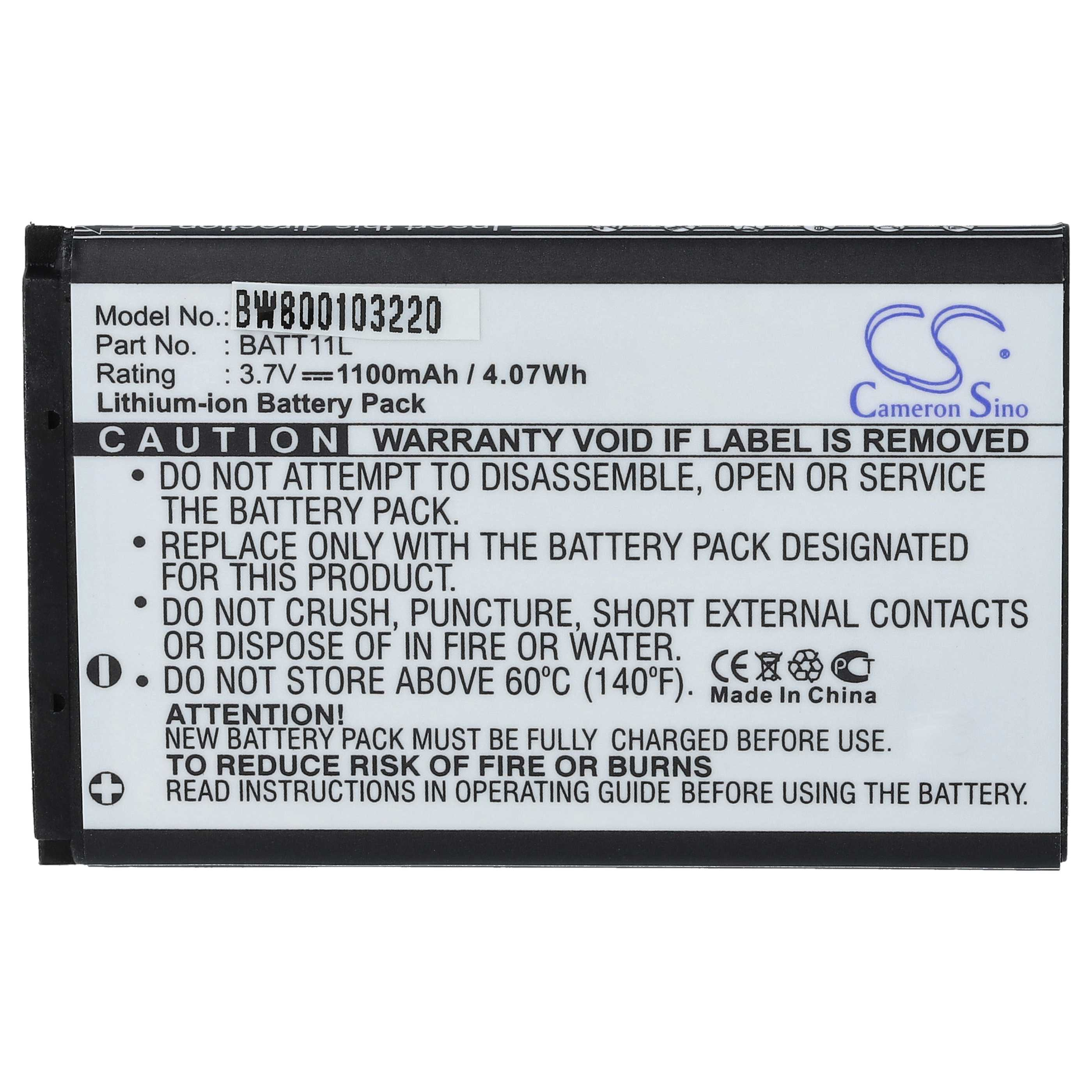Ein Batterieetikett mit schwarzem Text, Vorsichtshinweisen und CE-Zeichen.