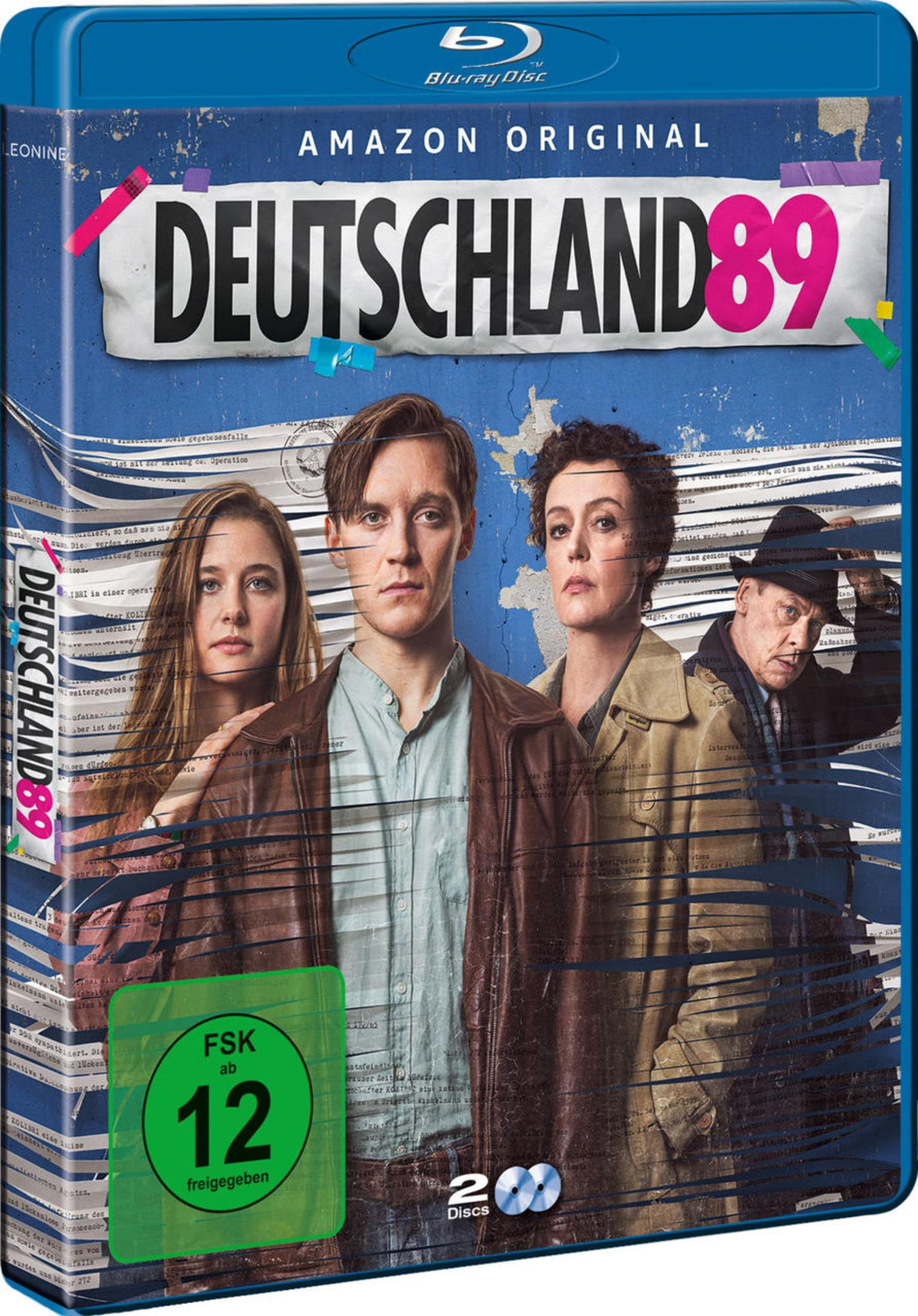 DVD-Cover für Deutschland 89, mit vier Personen in braunen und schwarzen Mänteln.