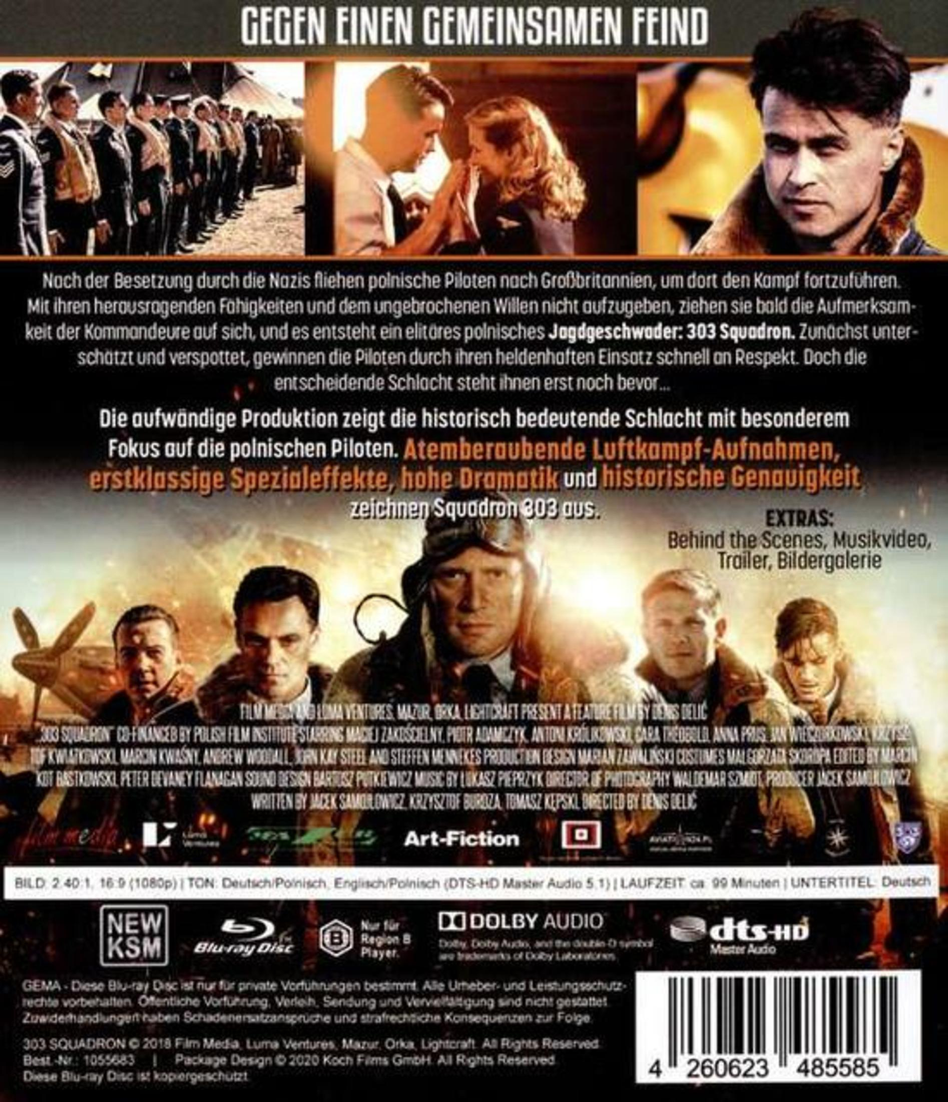 Affiche de film pour '303 Squadron' avec des pilotes et du texte.