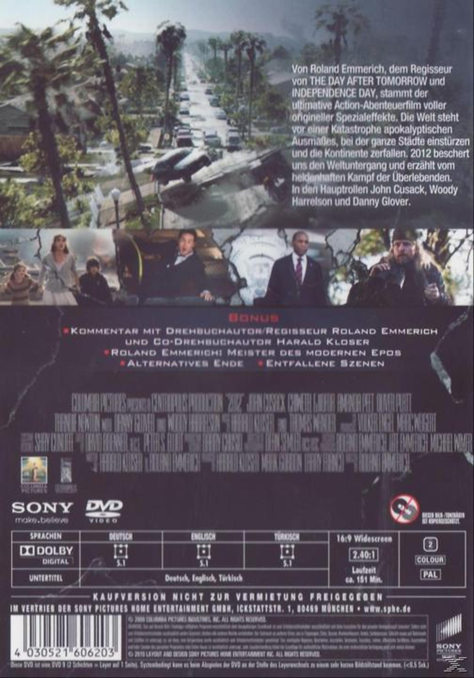 Affiche de film: Rue avec voitures et palmiers, texte sur film d'action 2012.