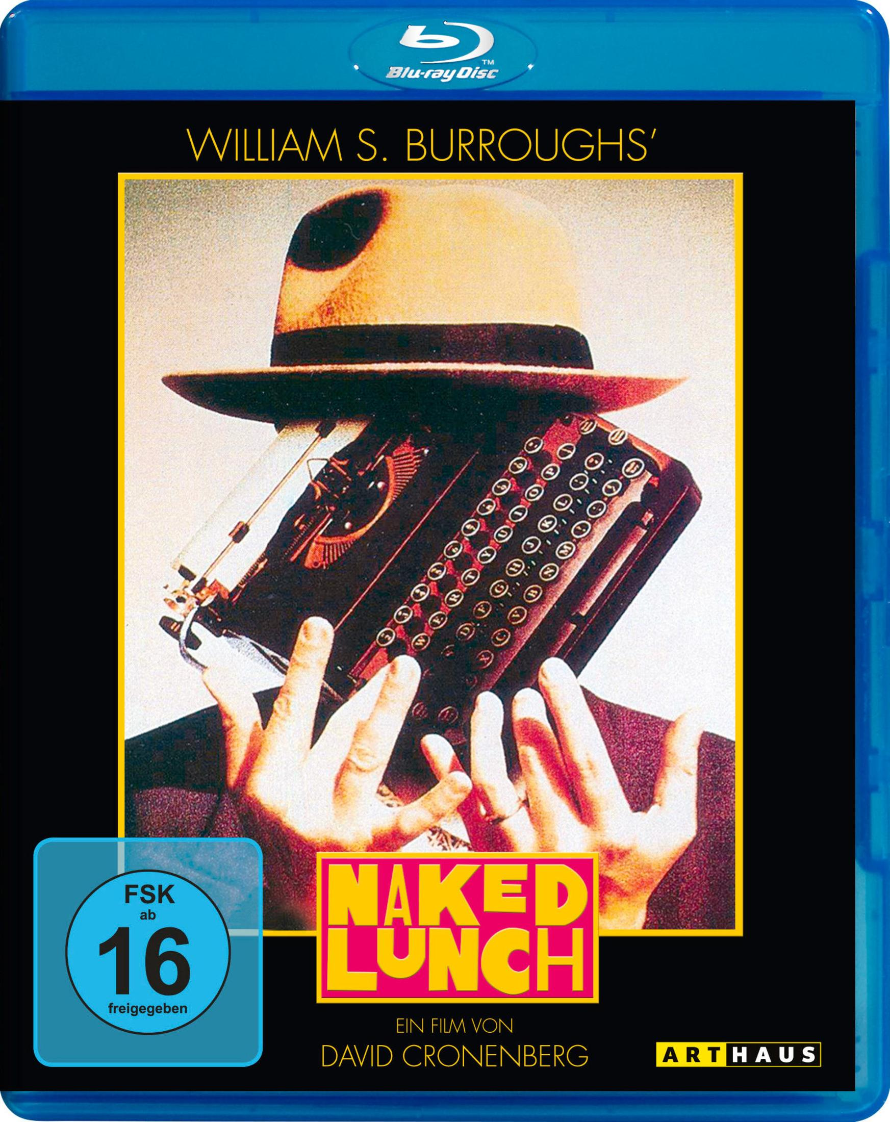 Couverture Blu-ray : Naked Lunch de William S. Burroughs, avec machine à écrire.