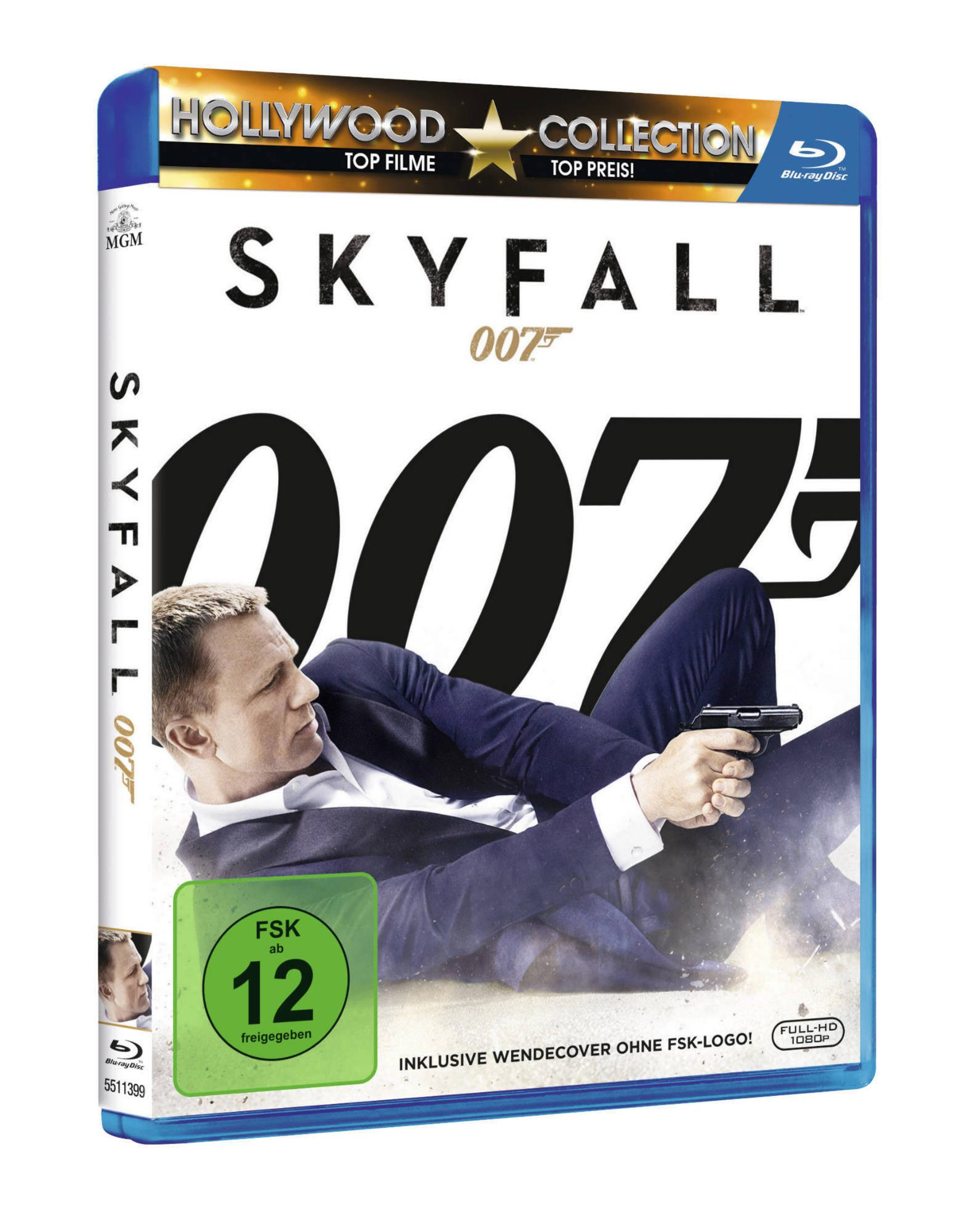 Couverture Blu-ray James Bond Skyfall avec Daniel Craig tenant un pistolet, 12 ans.