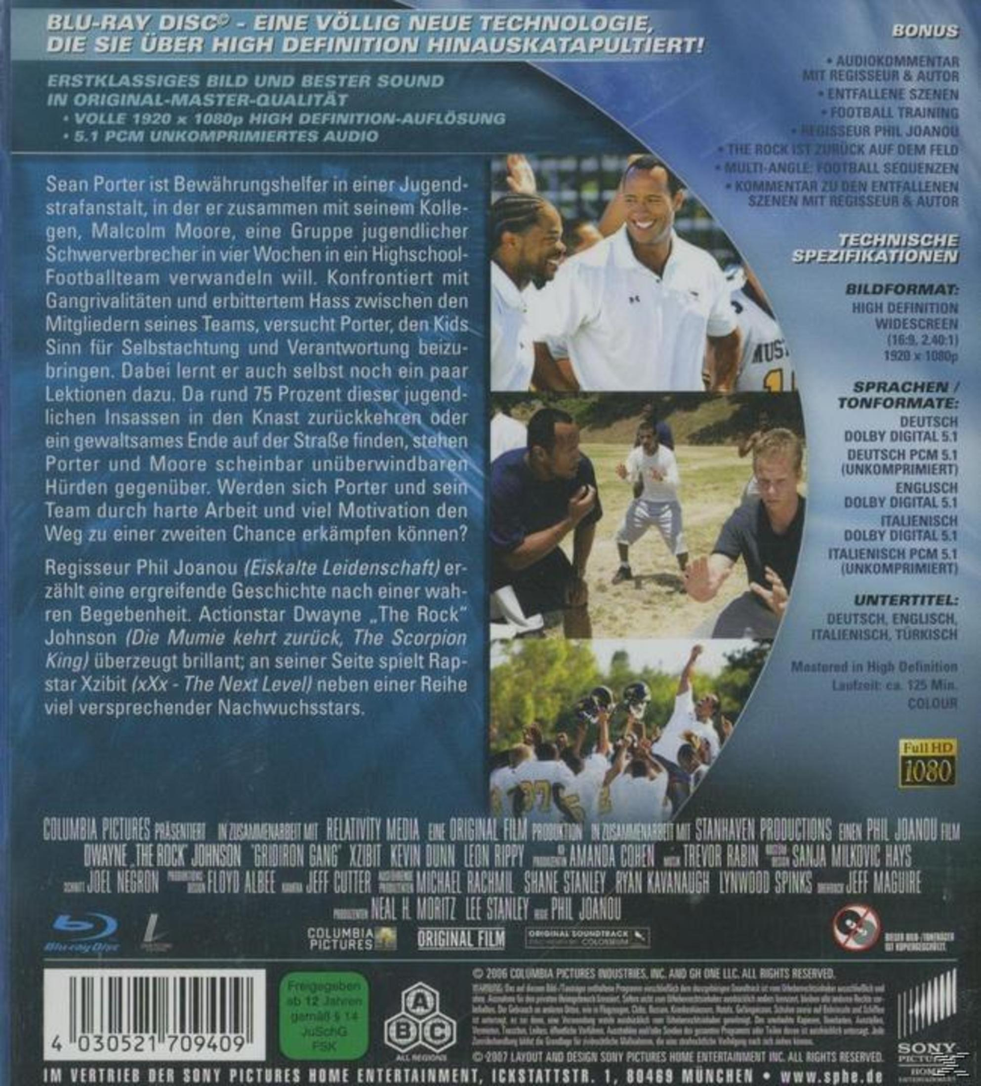 Blu-ray Cover mit Dwayne Johnson und Sean Porter, Football-Thema.