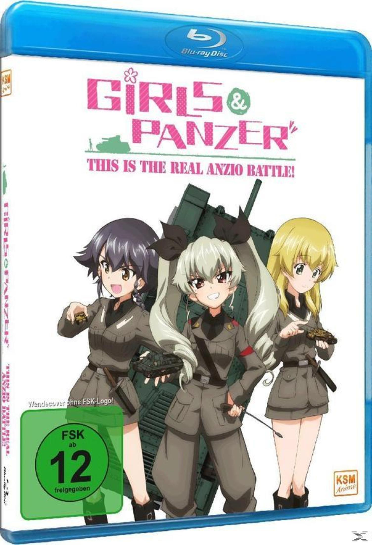 Couverture Blu-ray anime : trois filles devant un tank avec logo "Girls & Panzer".