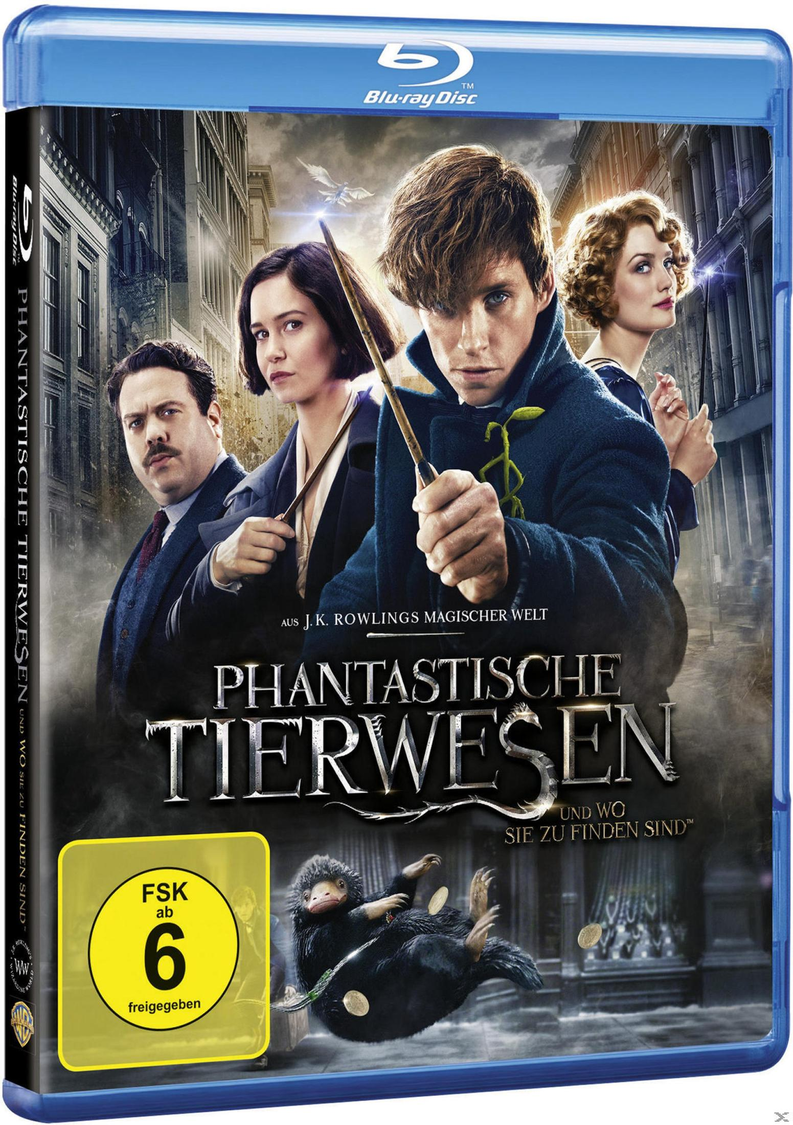 Blu-ray Cover: Vier Personen und ein Niffler vor städtischer Kulisse.