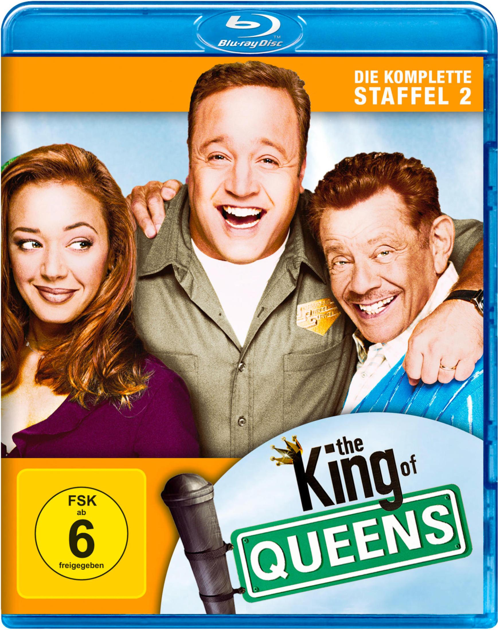 Couverture de 'King of Queens', Saison 2, avec trois acteurs principaux et sceau FSK-6.