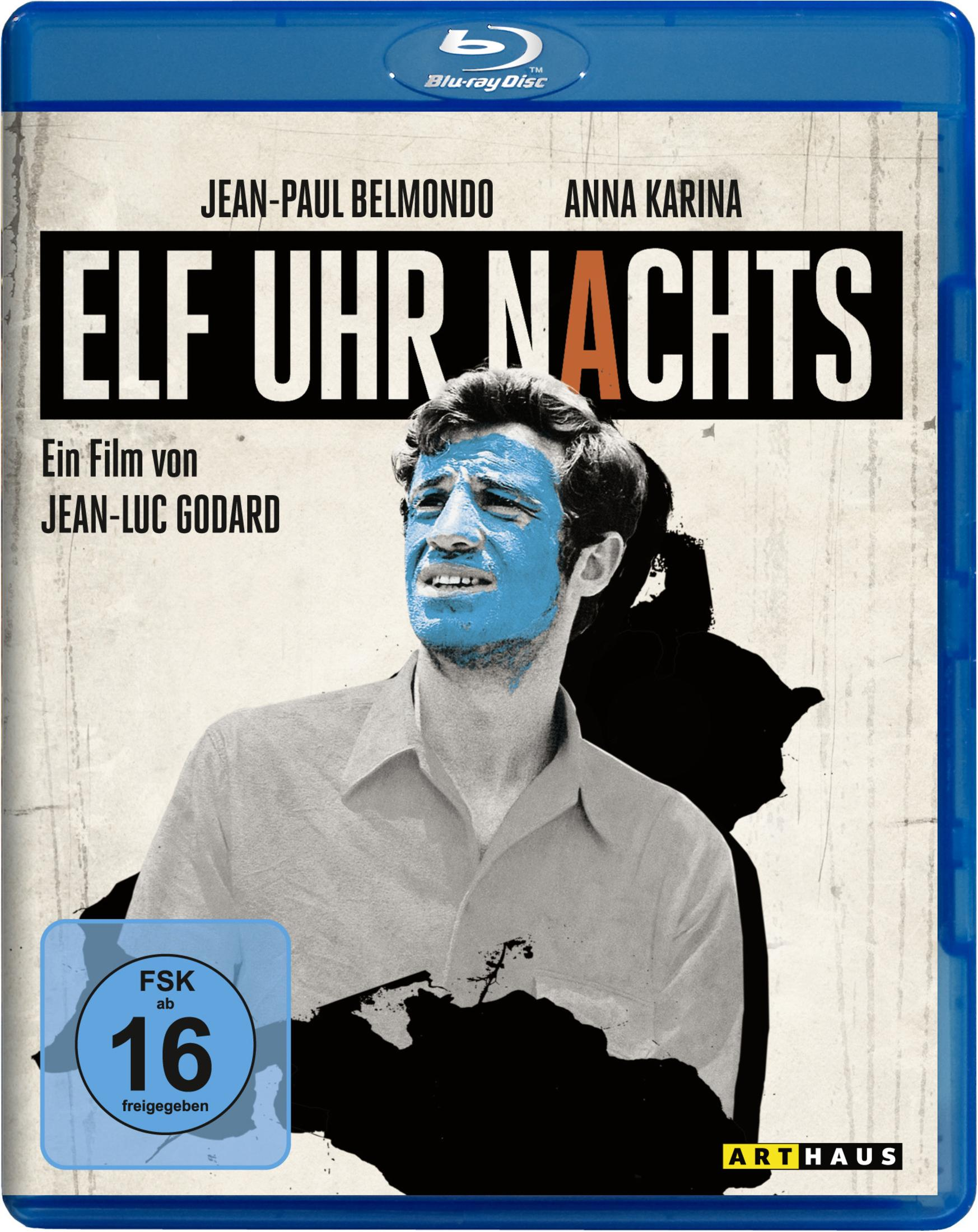 Jean-Paul Belmondo au visage bleu sur la jaquette Blu-ray "Elf Uhr Nachts".