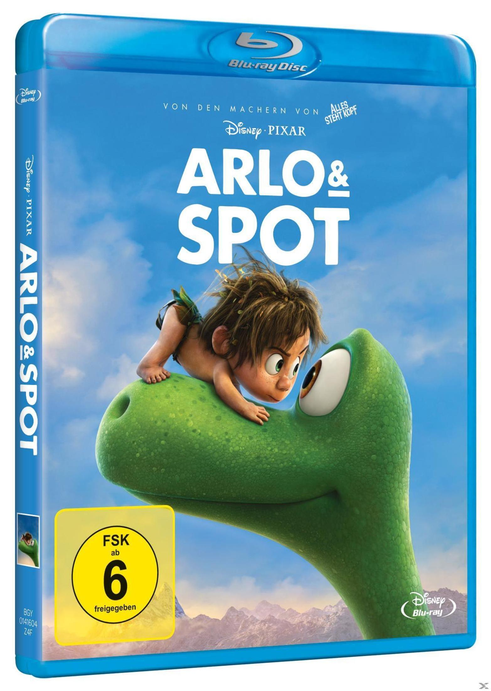 Das Arlo & Spot Blu-ray Cover zeigt Arlo und Spot vor blauem Himmel.