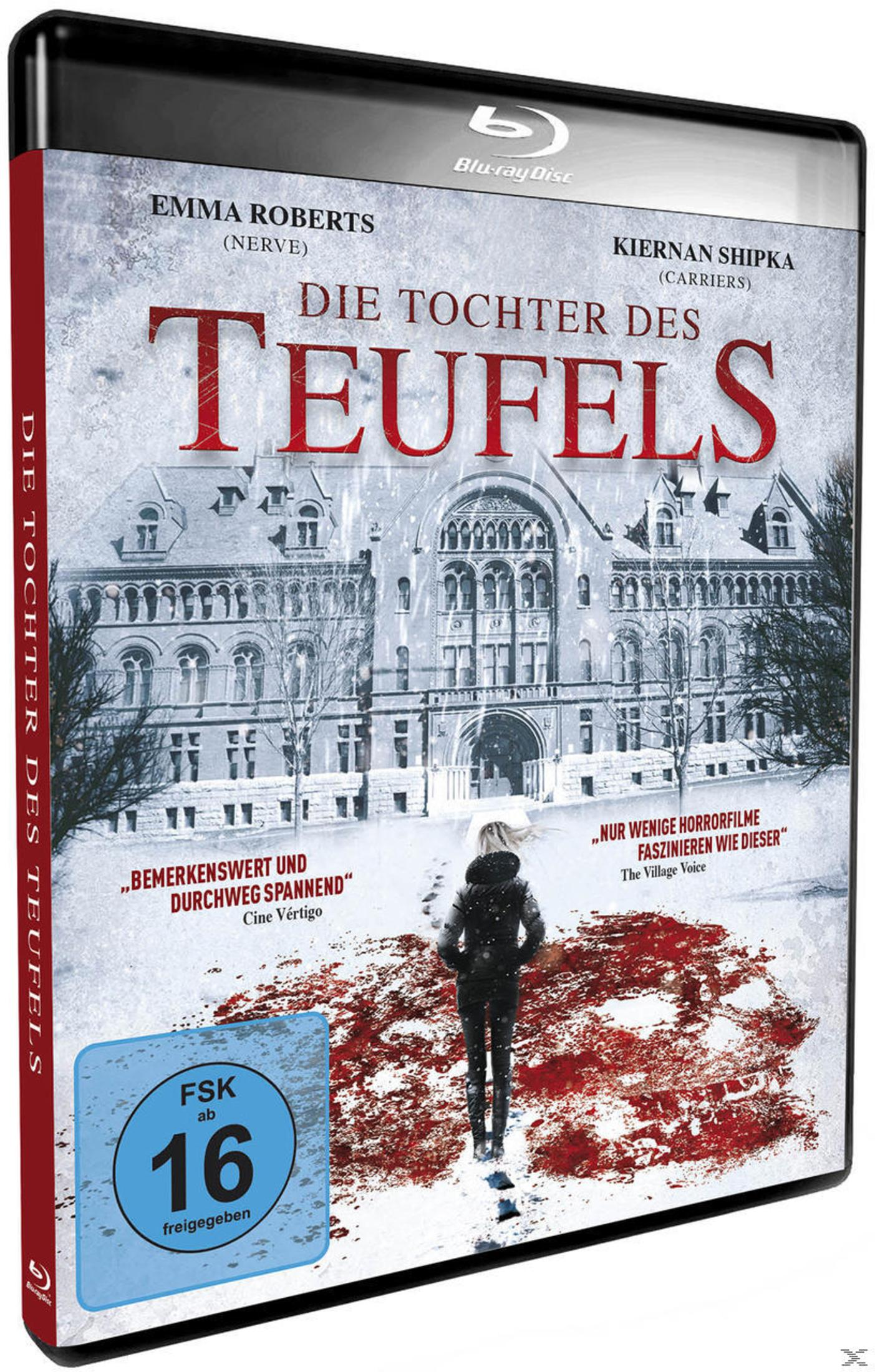 Couverture Blu-ray : Femme dans la neige devant un bâtiment, film "La Fille du Diable".