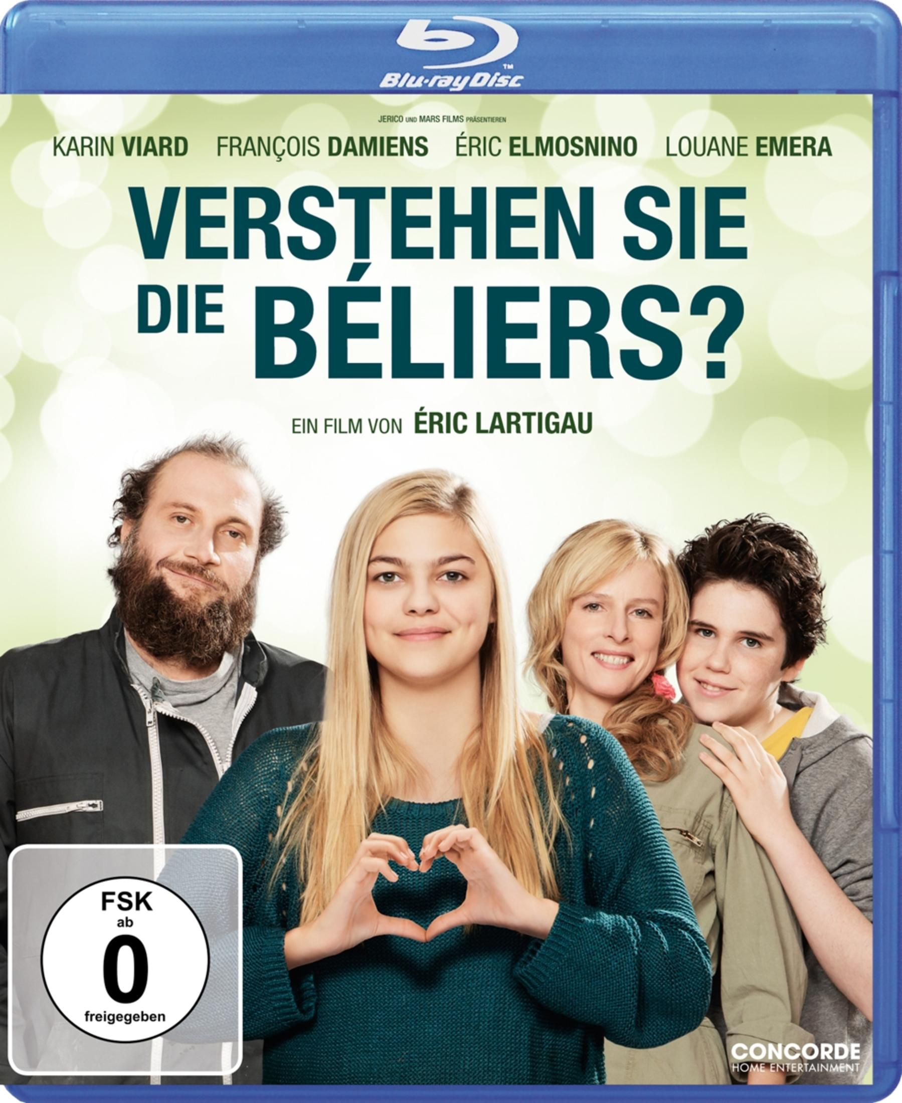 Blu-ray-Hülle des Films Verstehen Sie die Béliers mit einer vierköpfigen Familie vor hellem Hintergrund.