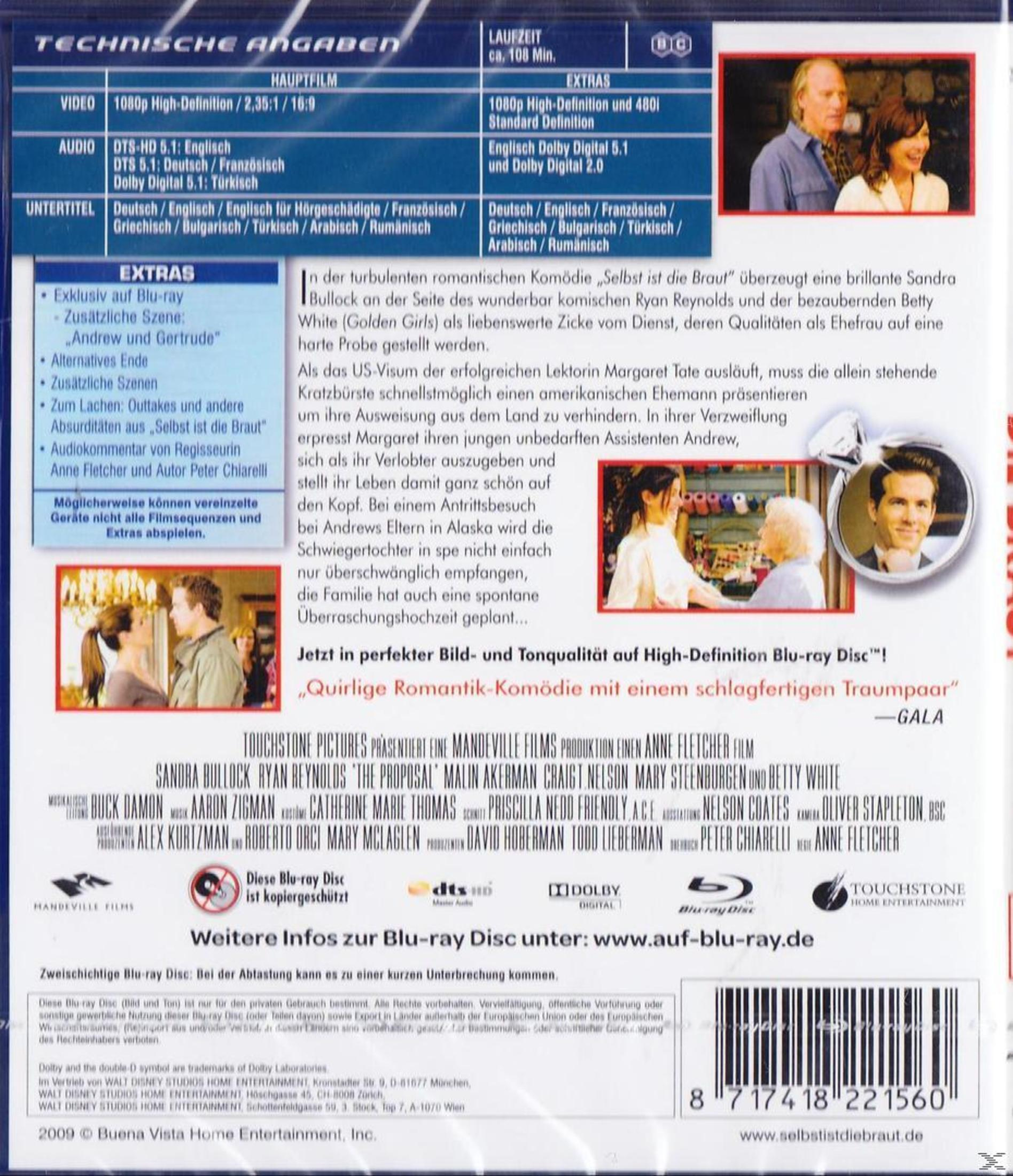 Rückseite der 'Selbst ist die Braut' DVD. Text auf Deutsch. Details zur Handlung und den Schauspielern. Kleine Bilder.