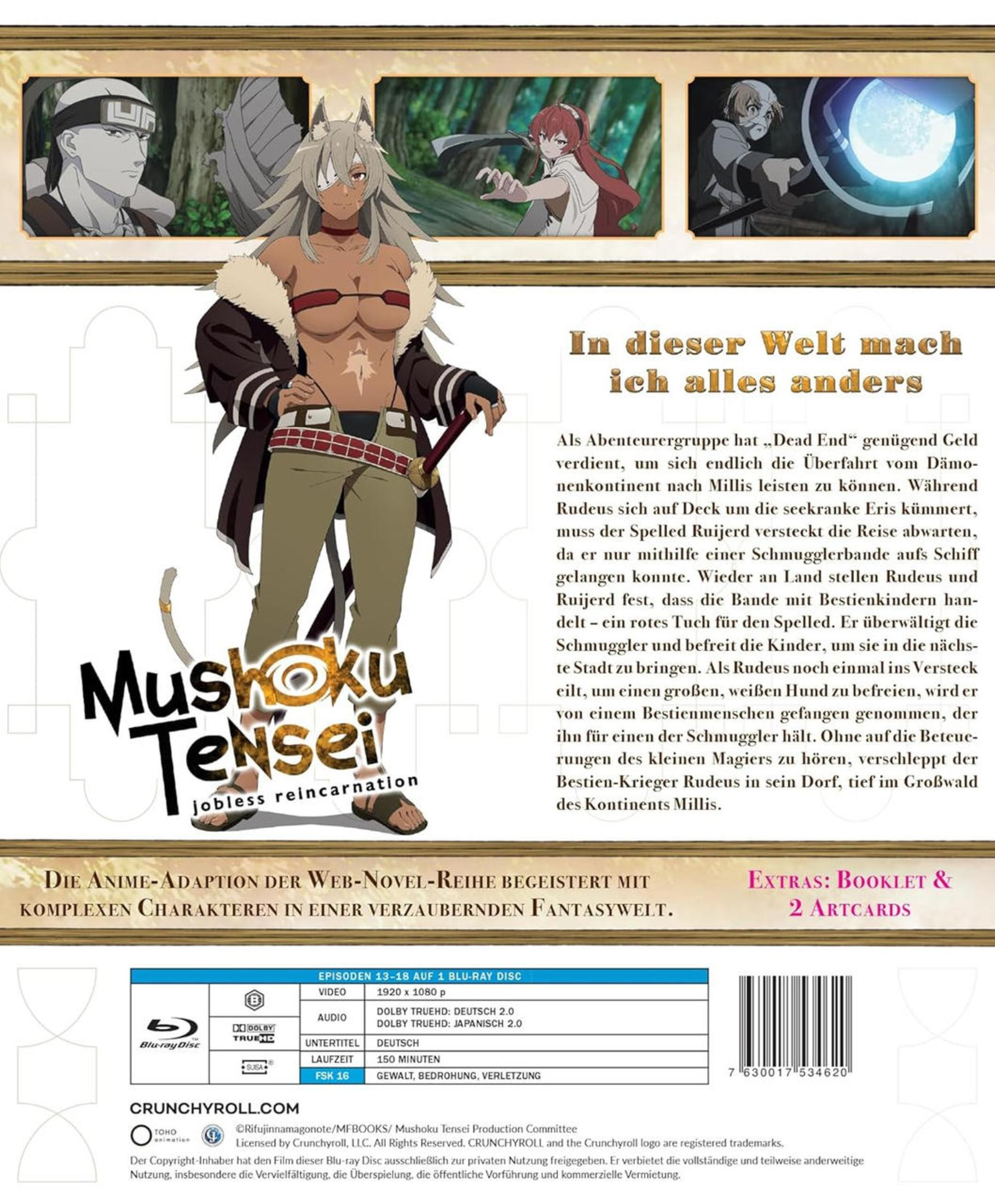 Couverture Blu-ray d'anime avec personnages, titre et détails techniques.