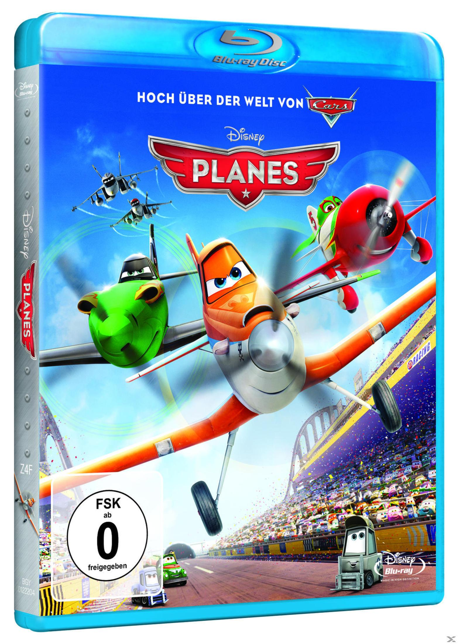 Planes Filmcover. Flugzeuge fliegen am Himmel. Der Titel steht in der Mitte. Blauer Hintergrund.