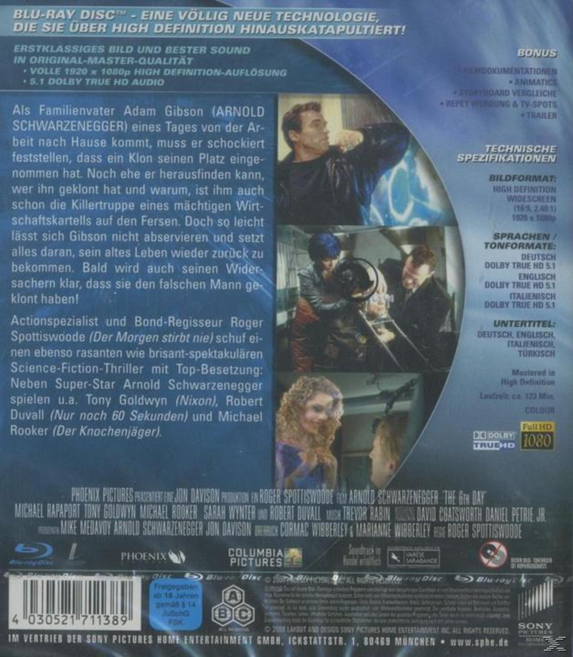 Couverture Blu-ray : Arnold Schwarzenegger dans 'Le 6ème jour'. Infos film, specs techniques et bonus.