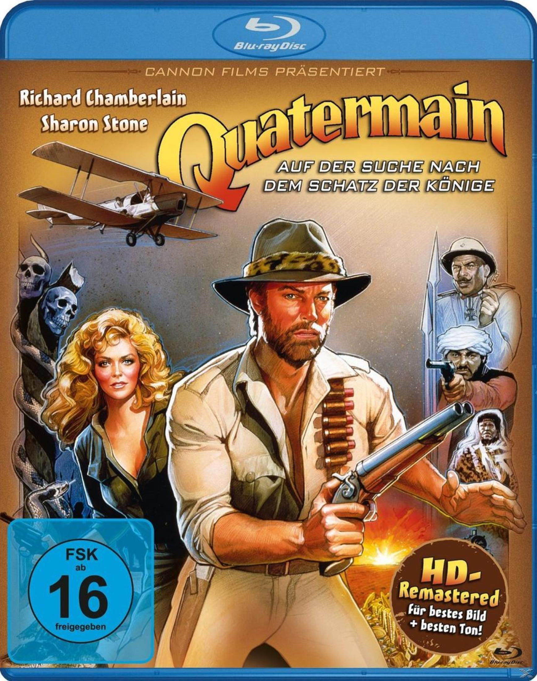 Un homme avec chapeau et fusil, une femme, un avion, des crânes et d'autres hommes.