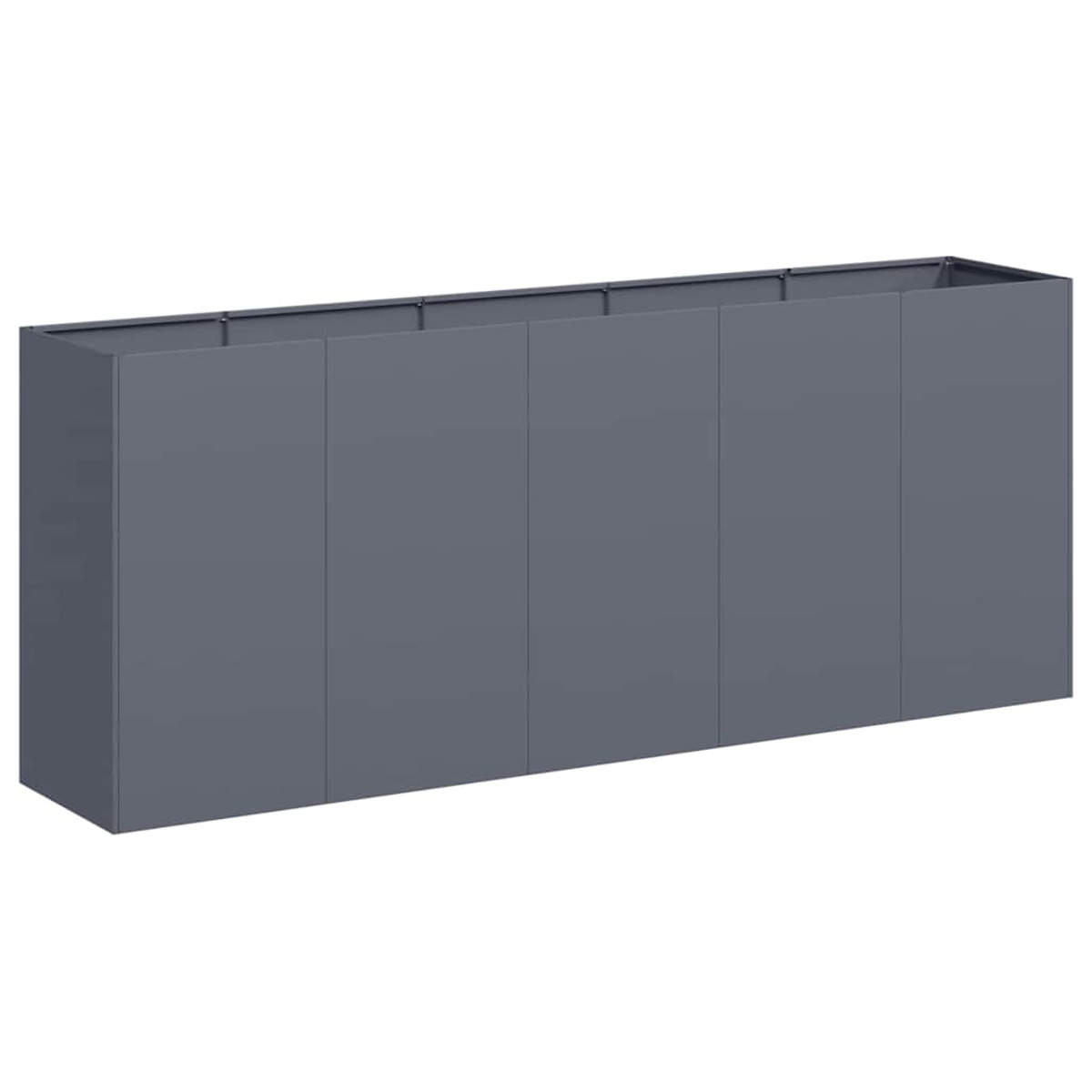Graue rechteckige Wandpaneele, fünf Paneele. Sauberes, modernes Design, auf weißem Hintergrund.
