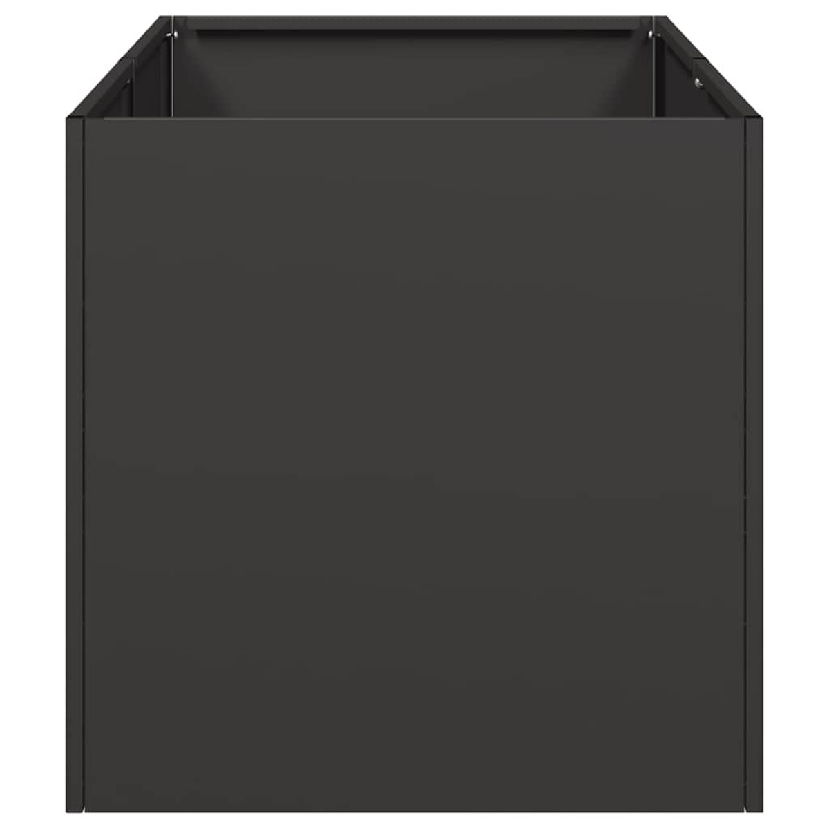 Cubo nero, probabilmente un contenitore, senza caratteristiche visibili su sfondo bianco.