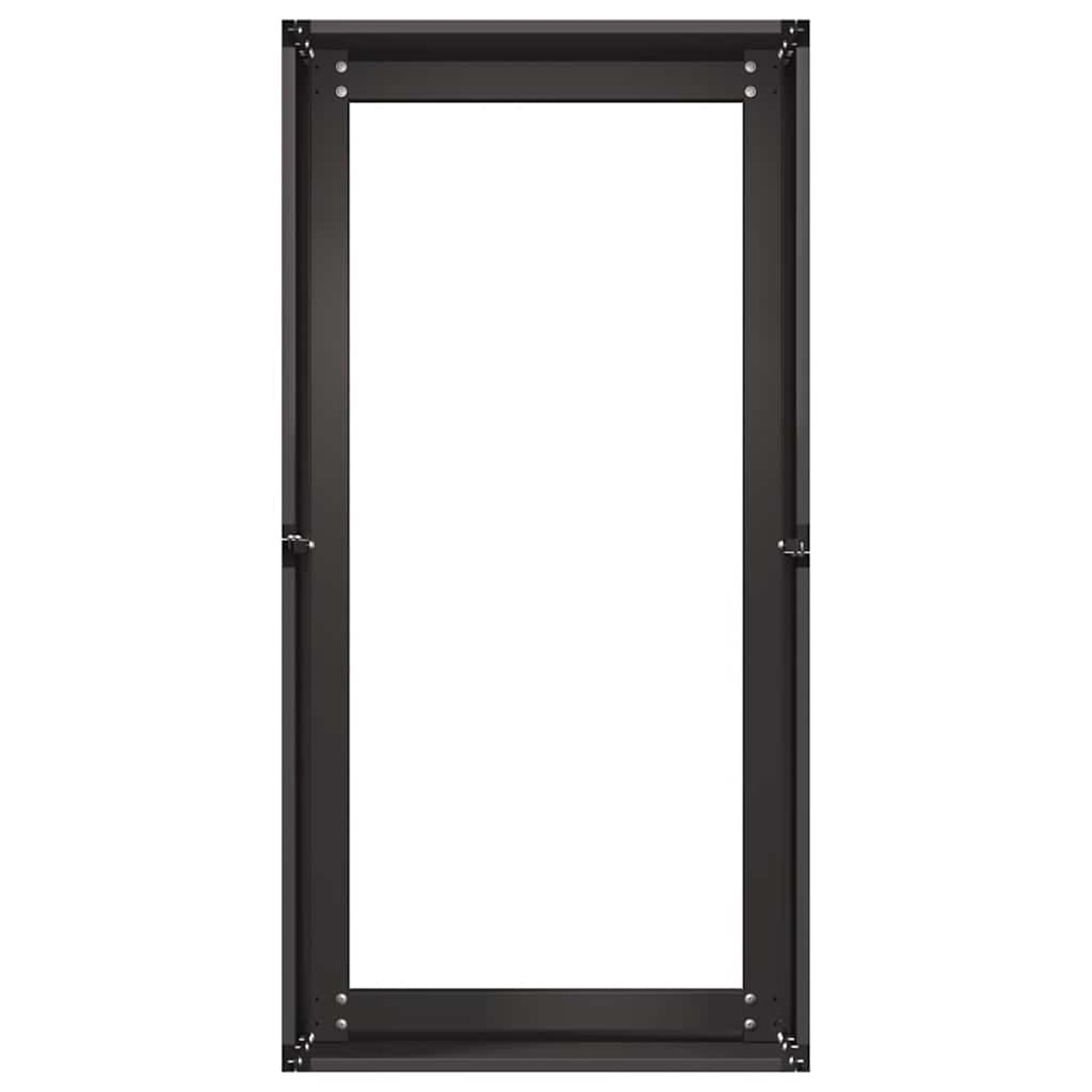 Una cornice rettangolare nera con uno spazio bianco rettangolare all'interno.