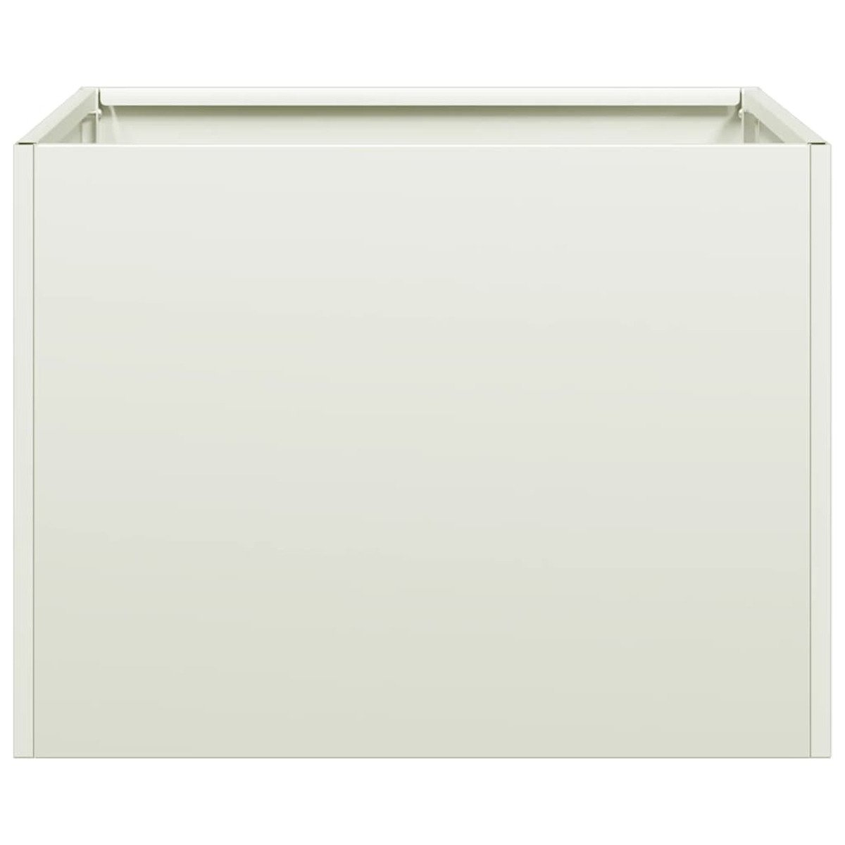 Un oggetto vuoto, bianco, a forma di scatola con un'apertura quadrata nella parte superiore. Anche i lati sono bianchi.