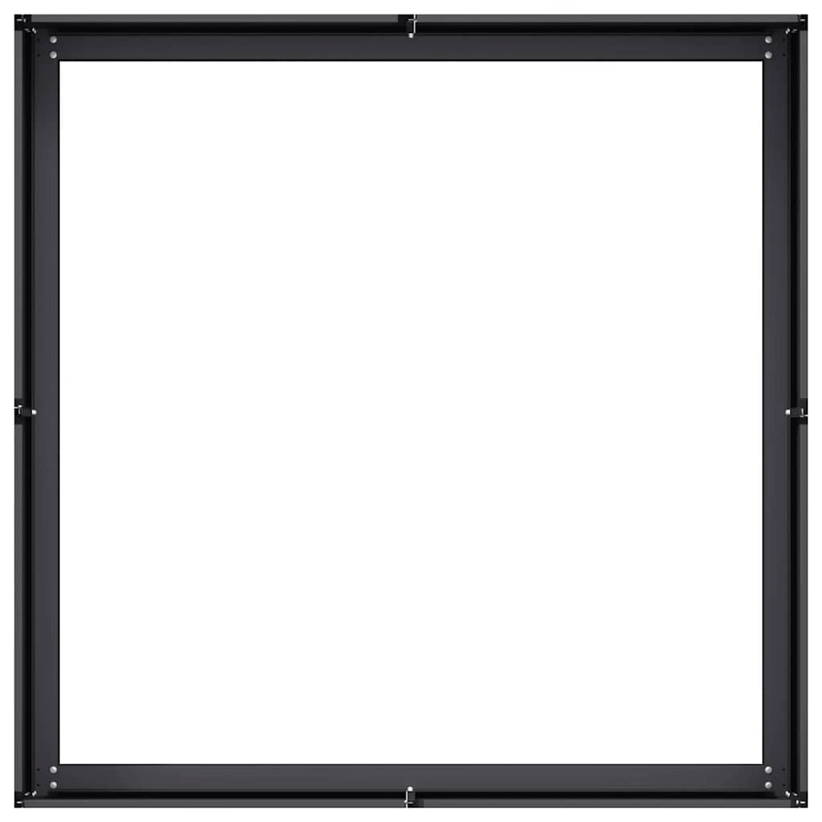 Cornice quadrata in metallo nero. Sfondo bianco.