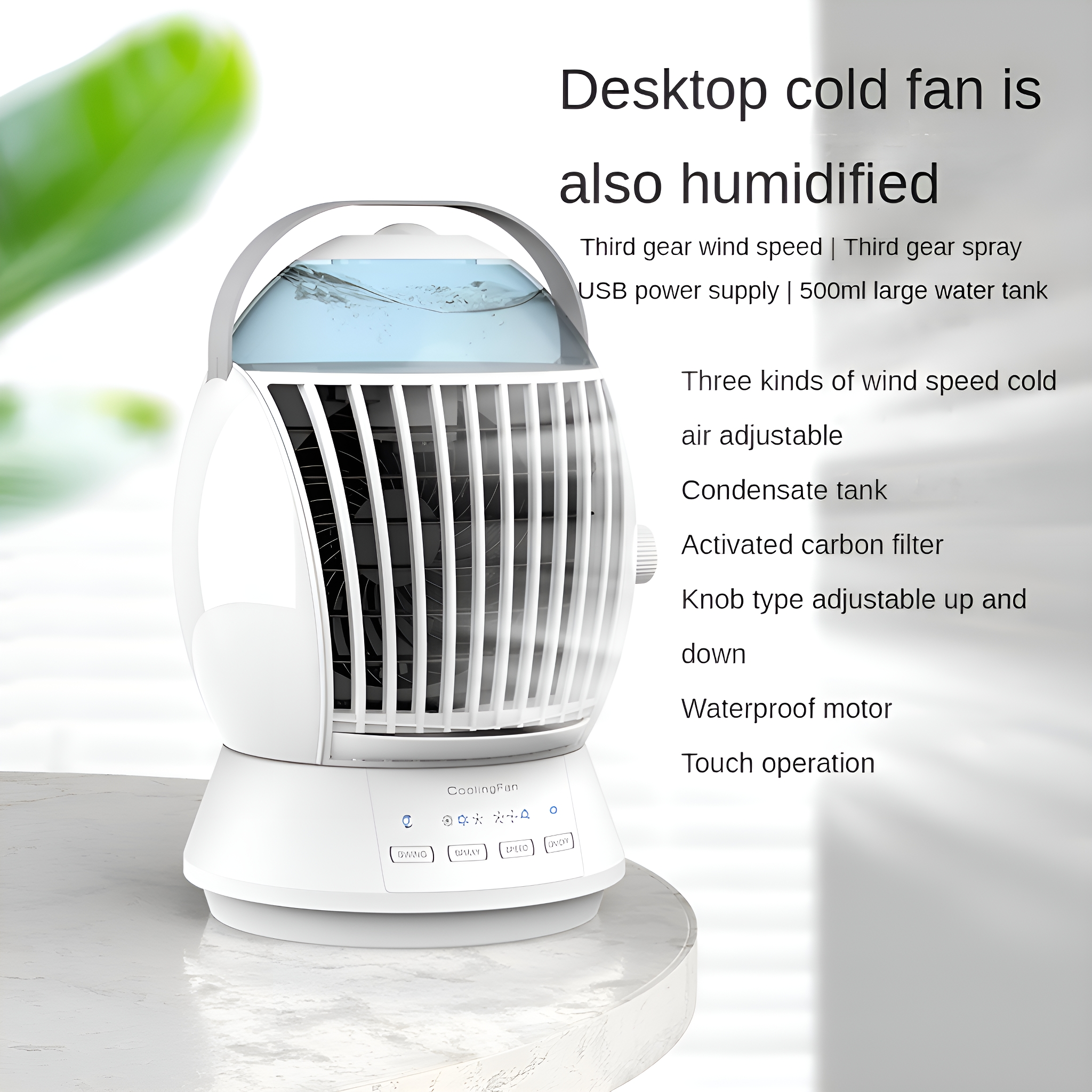 GMTEO Tischventilator Mit Wassersprüh - 300ml Tank USB Mini Lüfter Für Schreibtisch