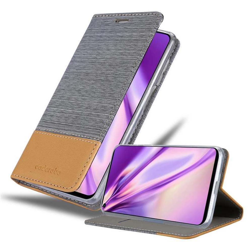 Braune Handyhülle mit offener Abdeckung und Telefon. Zweites Telefon wird angezeigt.