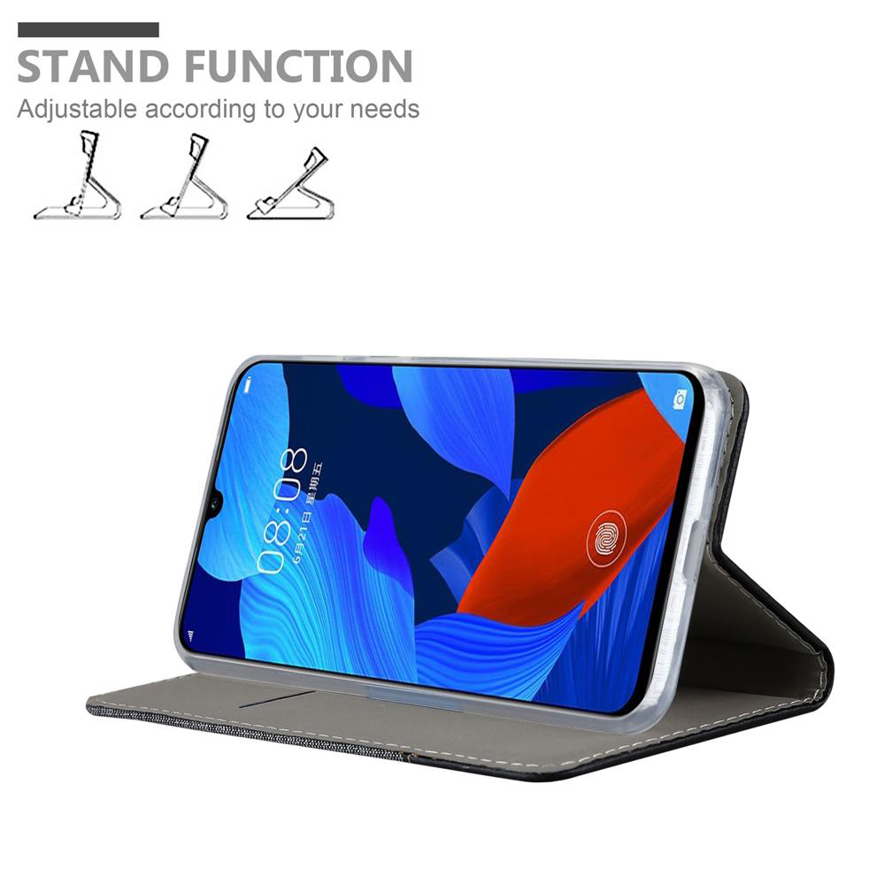 Telefono in una custodia, aperto. Lo schermo mostra un design rosso e blu. Testo "STAND FUNCTION" in alto.