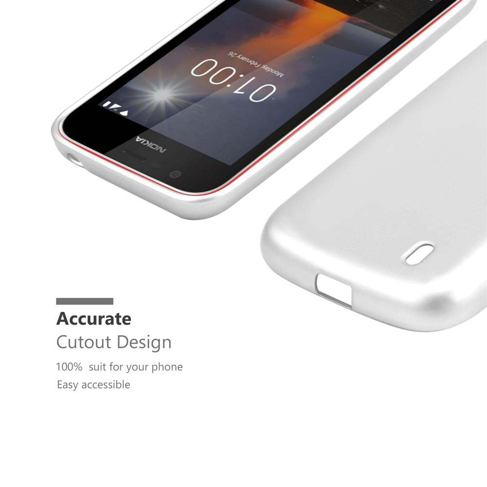 Una custodia bianca per telefono con un telefono all'interno. Le parole Accurate Cutout Design sono scritte sul lato.