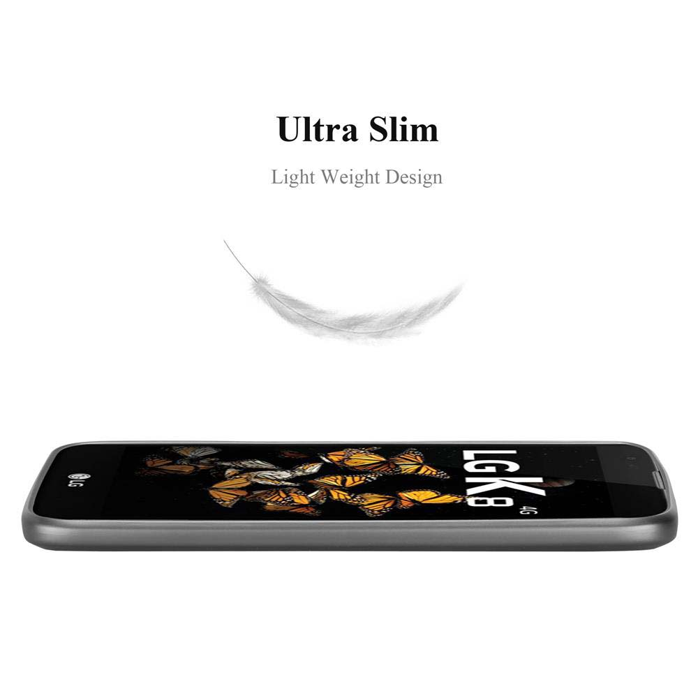 Telefon in schlanker Hülle, mit Text 'Ultra Slim' und einer Federgrafik, leichtes Design.