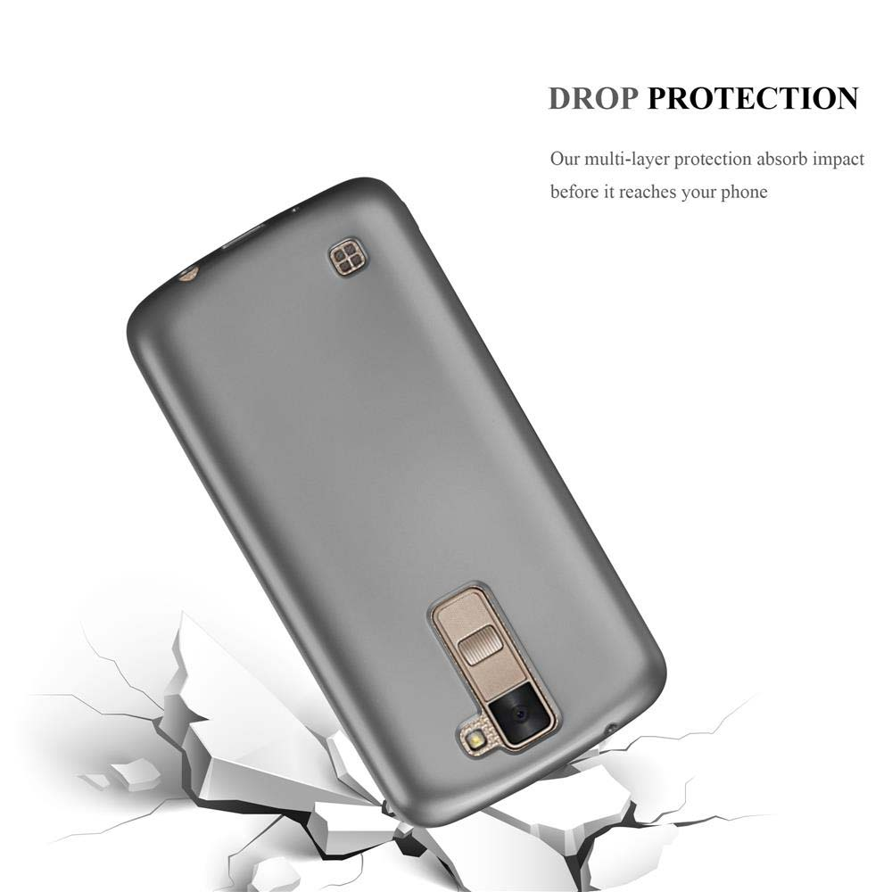 Handyhülle mit Telefon, fällt auf eine zerbrochene Oberfläche.