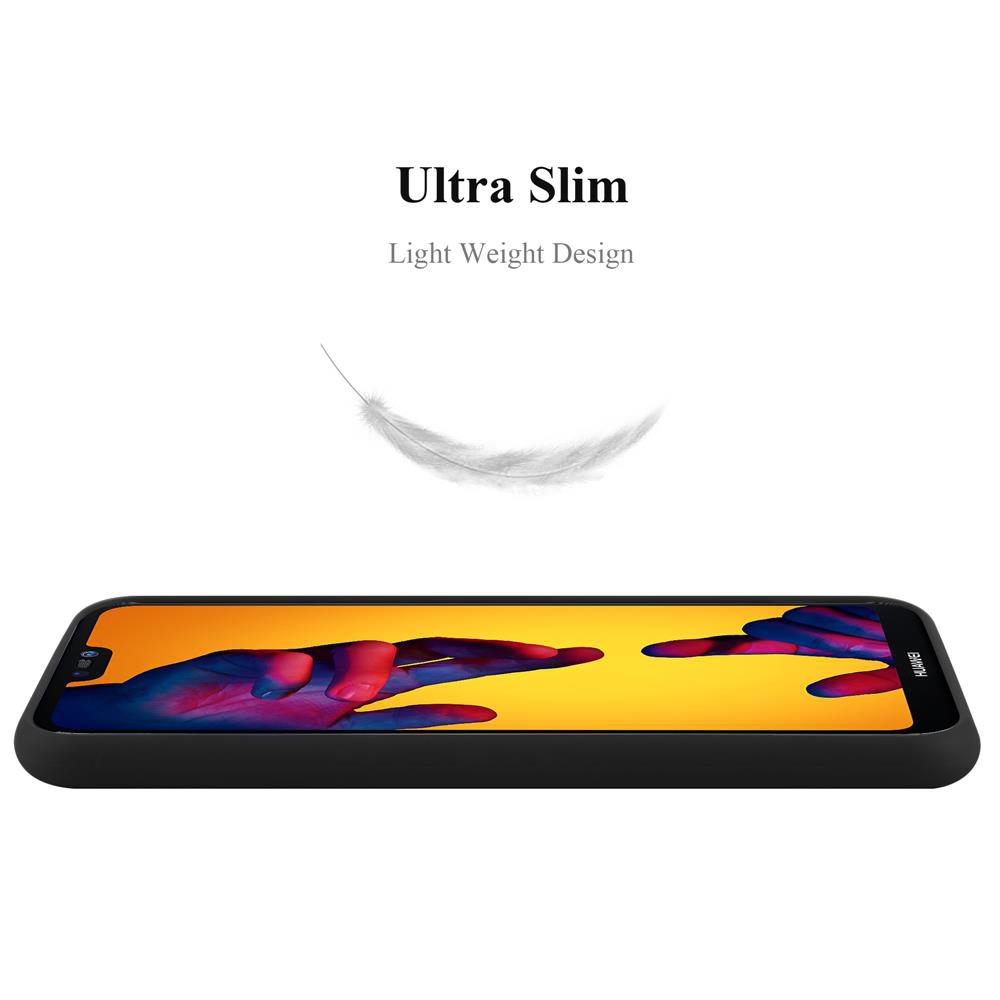 Telefono nero con schermo colorato. Una piuma bianca fluttua sopra. Testo: Ultra Slim, Light Weight Design.