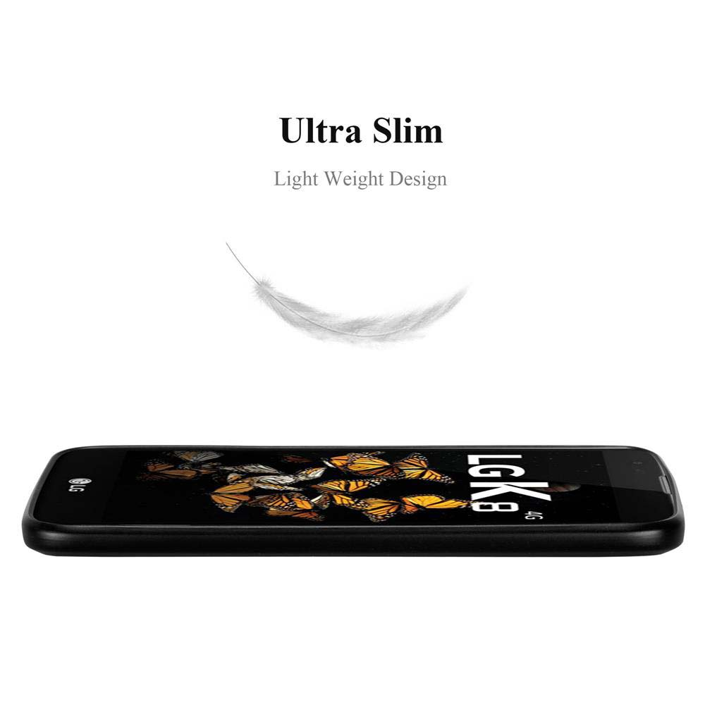 Telefono nero con schermo a farfalle. Una piuma bianca fluttua sopra. Testo: Ultra Slim, Light Weight Design.