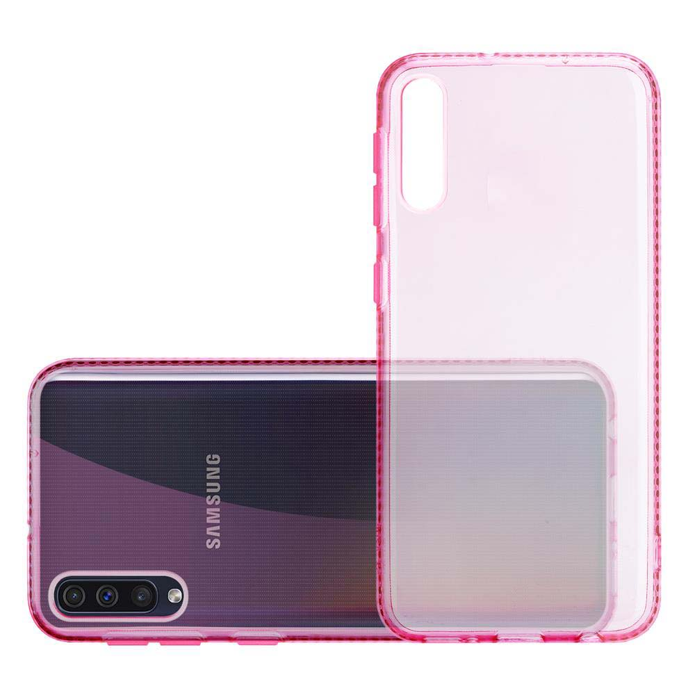 Due custodie per telefono. Una è trasparente e l'altra rosa con un bordo rosa.