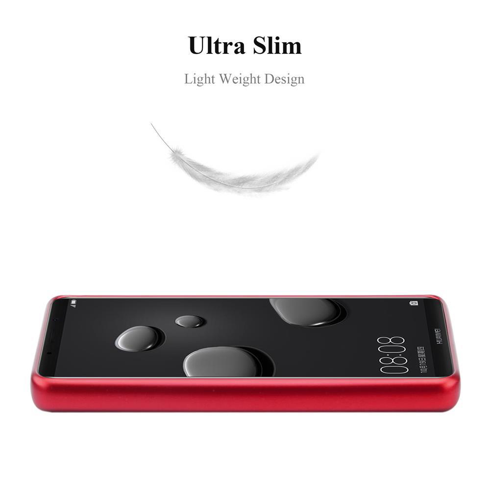 Rote Handyhülle mit Telefon. Text: Ultra Slim, Light Weight Design und eine Feder.