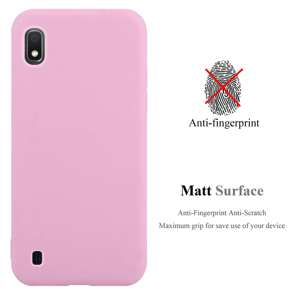 Rosa Handyhülle. Anti-Fingerabdruck- und Anti-Kratz-Eigenschaften. Der Text lautet: Matt Surface.