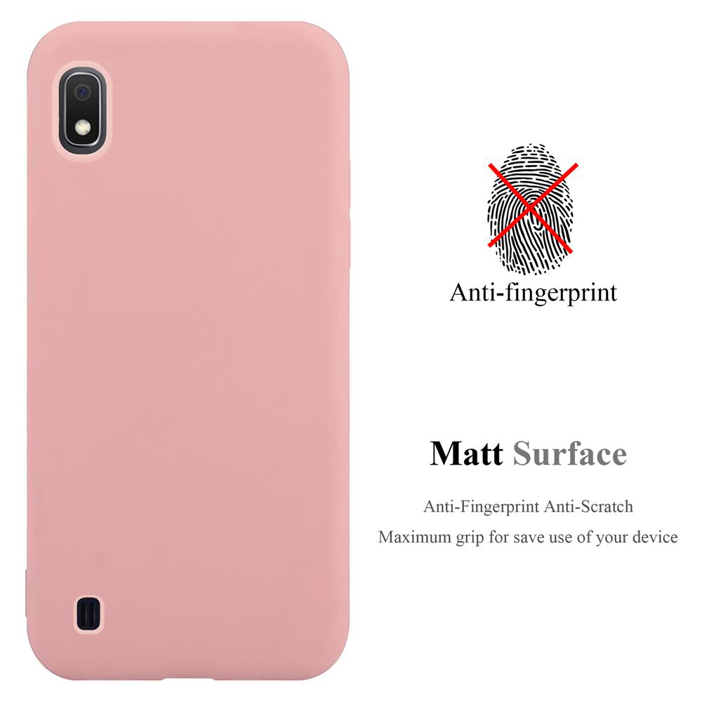 Rosa Handyhülle mit matter Oberfläche. Anti-Fingerabdruck und kratzfest. Weißer Hintergrund.