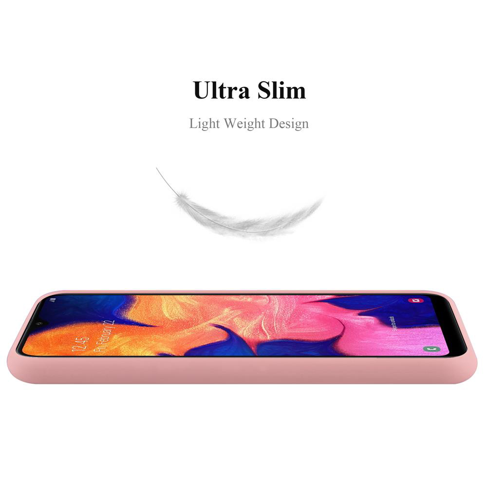 Rosa Handyhülle mit Telefon. Text 'Ultra Slim' und Feder. Weißer Hintergrund.