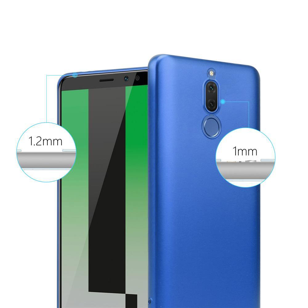 Blaue Handyhülle, 1,2 mm und 1 mm dick. Telefonbildschirm sichtbar.