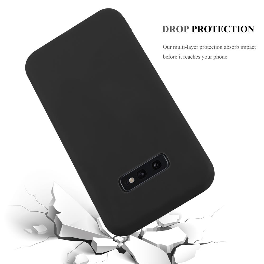 Una custodia nera per telefono con un telefono e testo sulla protezione dalle cadute.