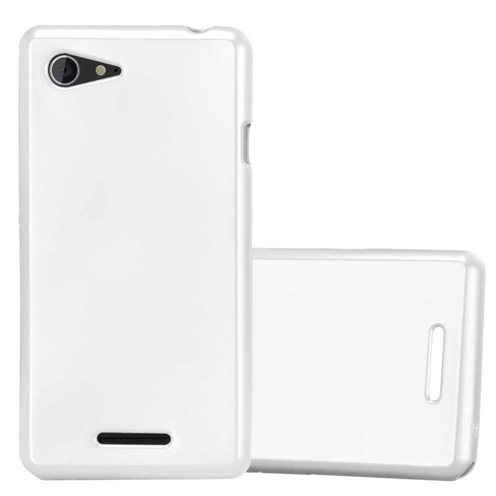 Funda de teléfono blanca. Dos fundas blancas, una de pie, otra acostada.