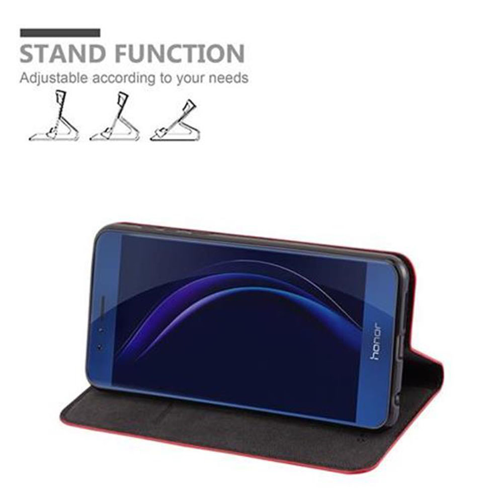 Un telefono è visualizzato in una custodia, che viene utilizzata come supporto.