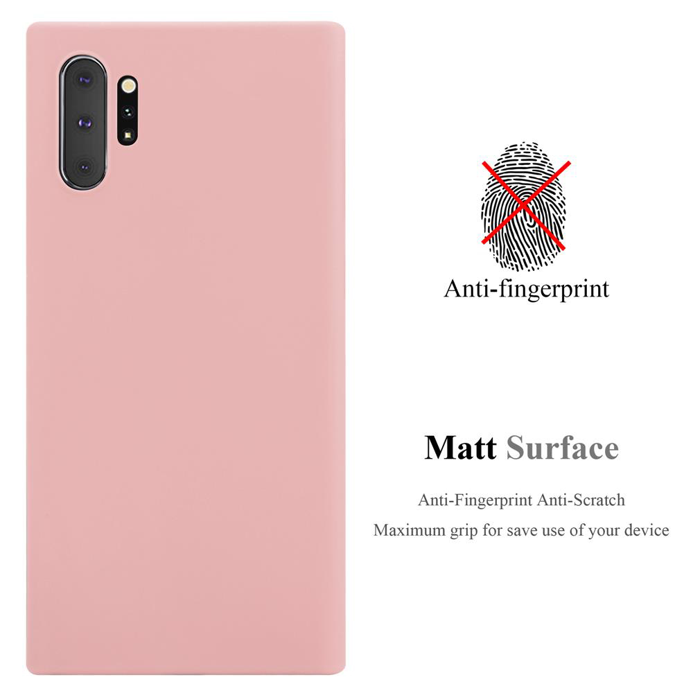 Rosa Handyhülle mit Kameralöchern und Anti-Fingerabdruck-Text. Matt Oberfläche wird ebenfalls erwähnt.