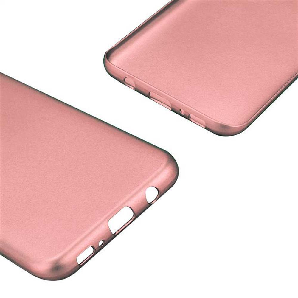 Primo piano di due custodie rosa per telefono, che mostrano il lato con i fori.